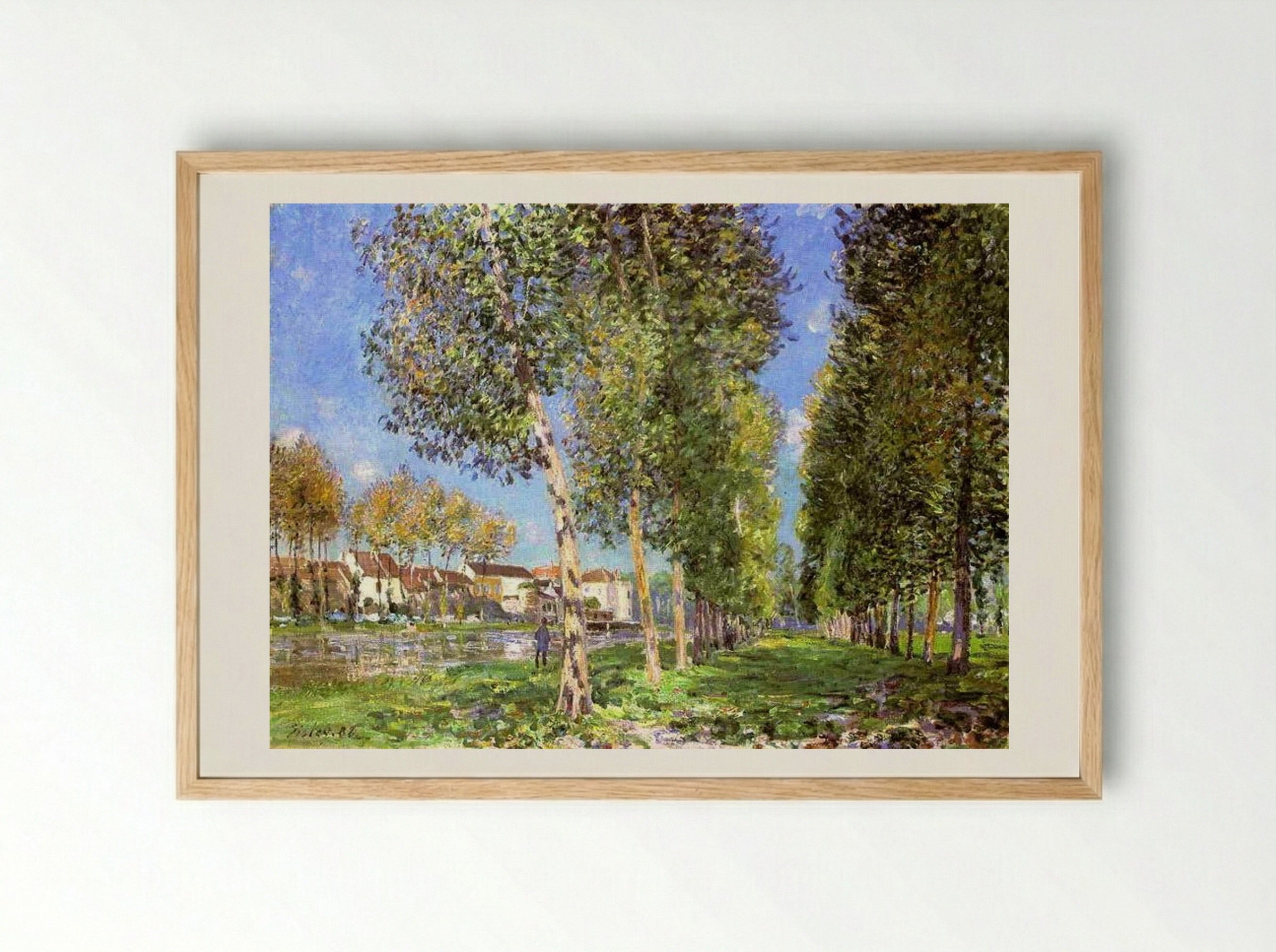 The Lane of Poplars at Moret-sur-Loing - Alfred Sisley - Framed Print Wood