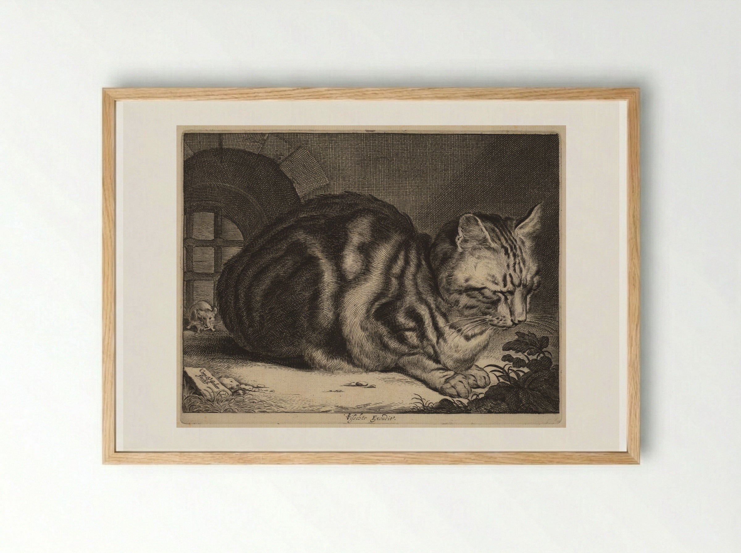 The Large Cat - Cornelis Visscher - Framed Print Wood