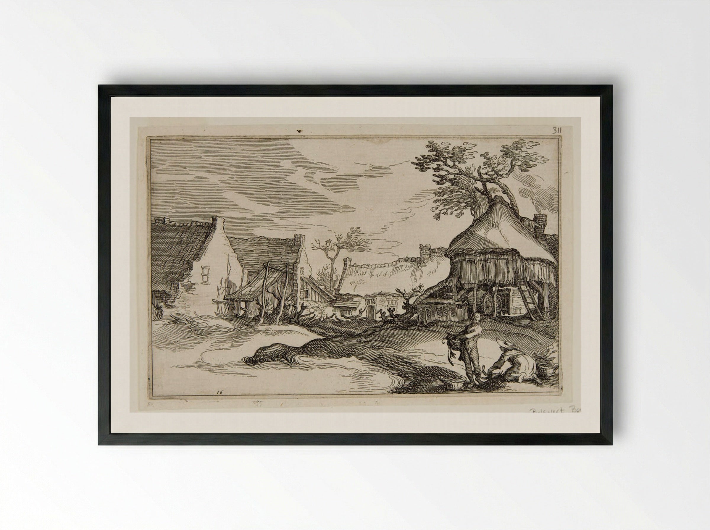 The Large Farm - Boetius Adamsz. Bolswert - Framed Print Black