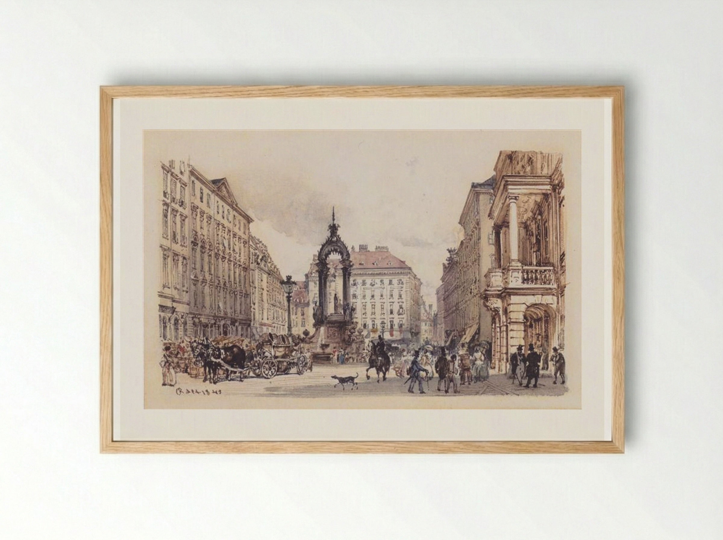The Large Market in Vienna - Rudolf von Alt - Framed Print Wood