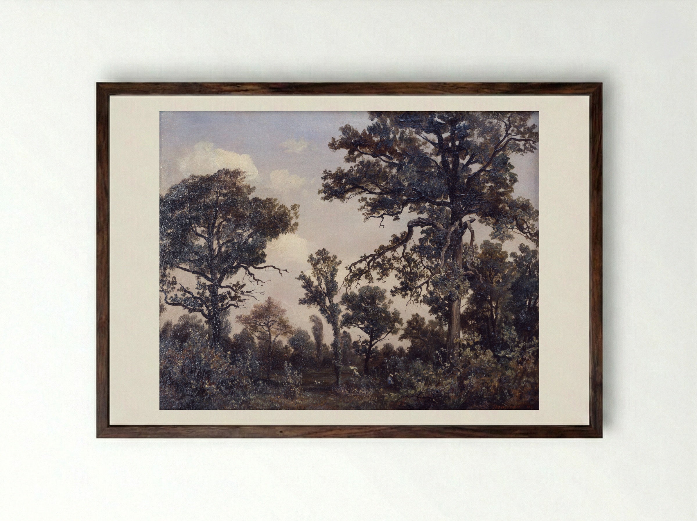 The Large Oak Tree, Forest of Fontainebleau - Théodore Rousseau - Framed Print Dark Wood