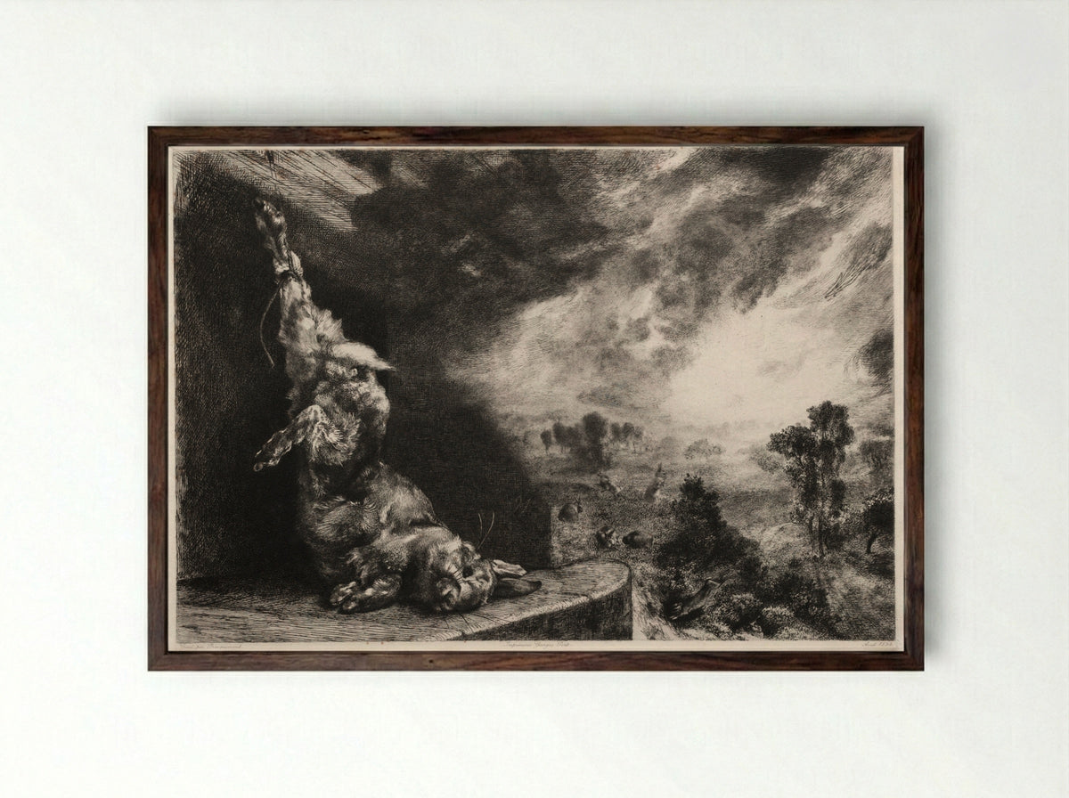 The Large Rabbit - Félix Bracquemond - Framed Print Dark Wood