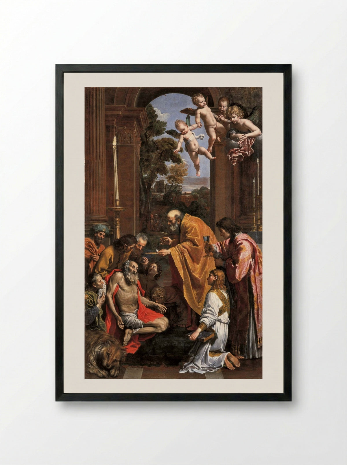 The Last Communion of Saint Jerome - Domenichino - Framed Print Black