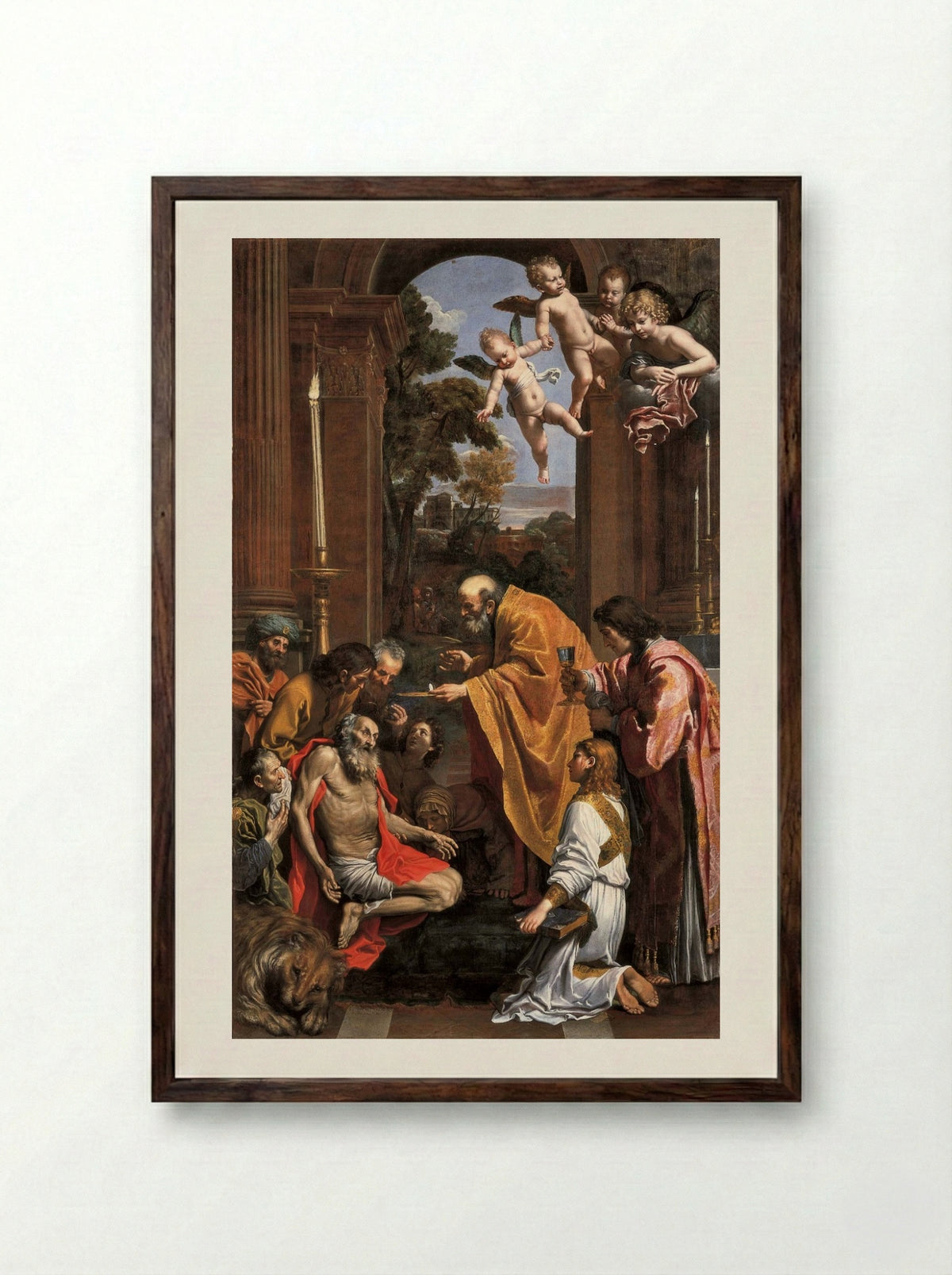 The Last Communion of Saint Jerome - Domenichino - Framed Print Dark Wood