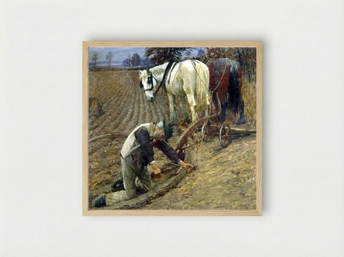 The Last Furrow - Henry Herbert La Thangue - Framed Print Wood