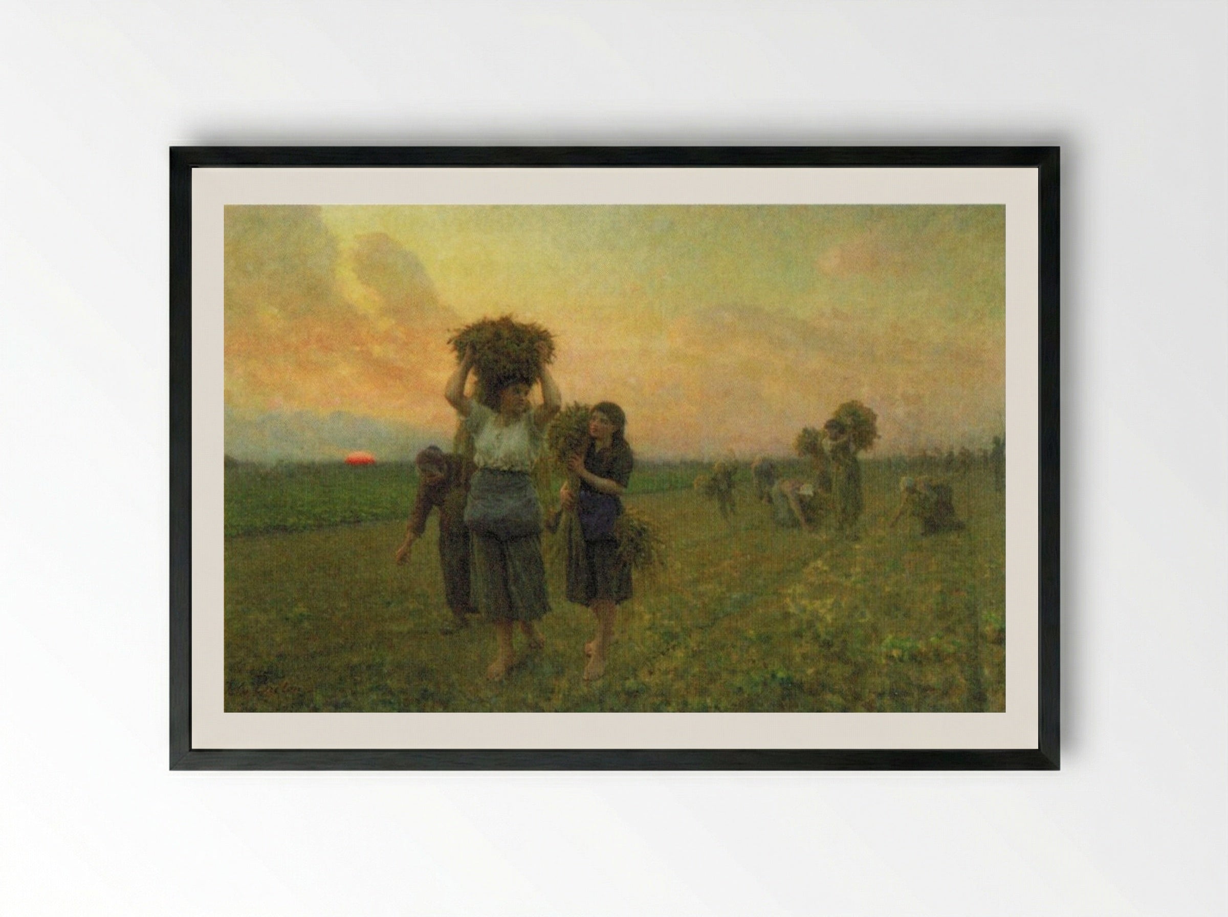 The Last Gleanings - Jules Breton - Framed Print Black