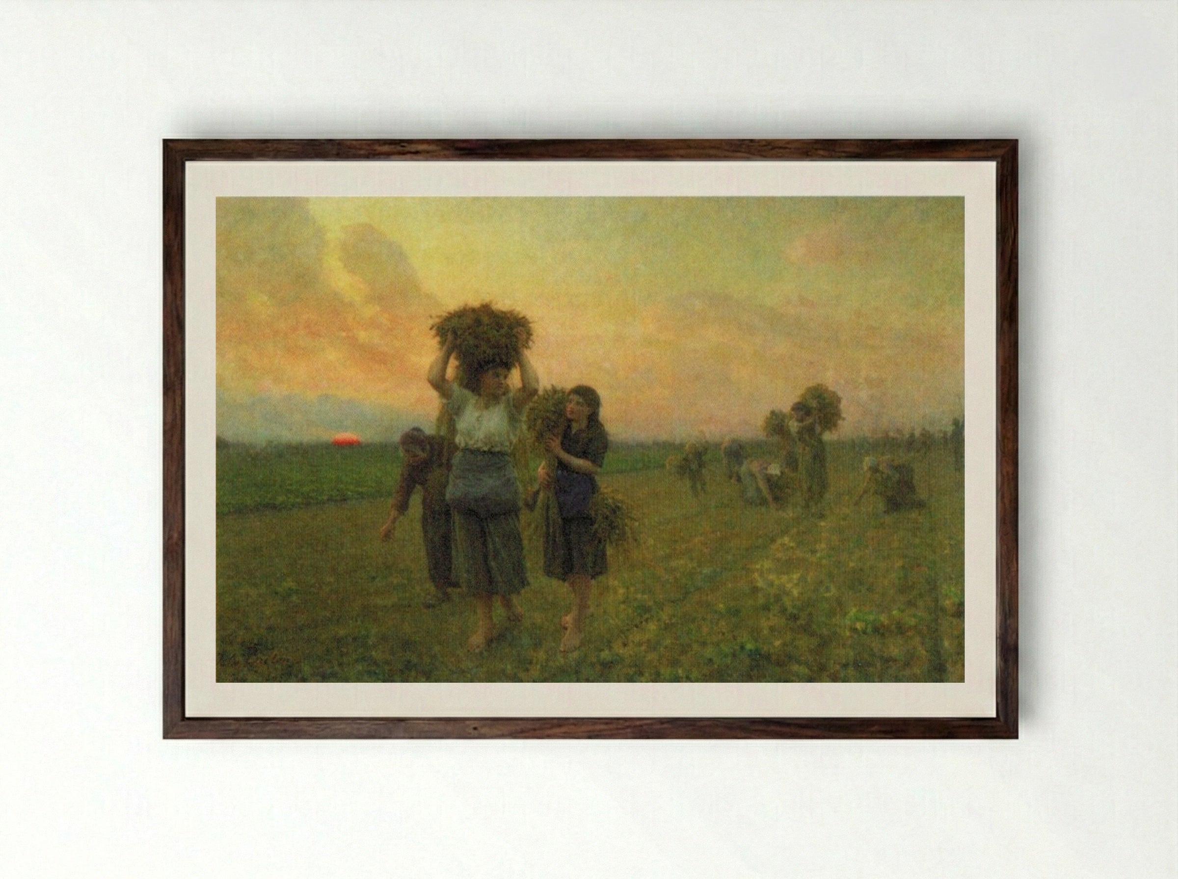 The Last Gleanings - Jules Breton - Framed Print Dark Wood