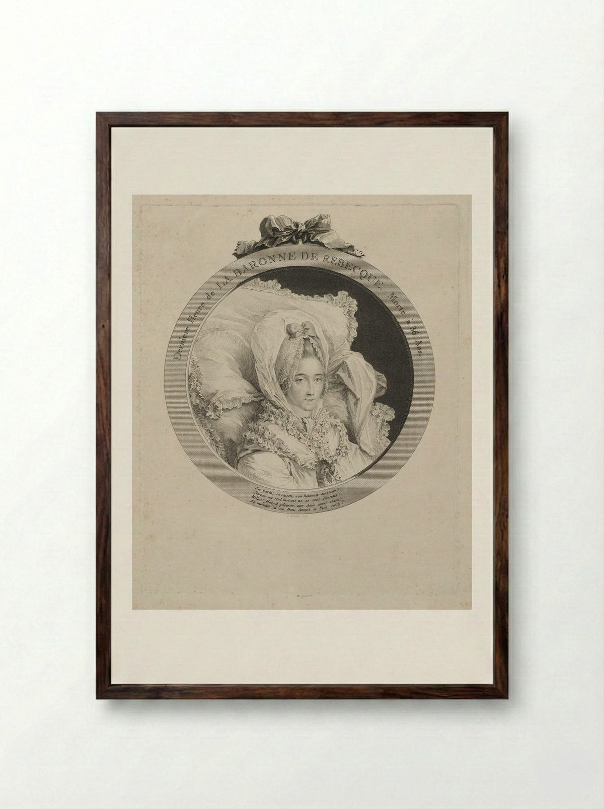 The Last Hour of the Baroness de Rebecque - Augustin de Saint-Aubin - Framed Print Dark Wood