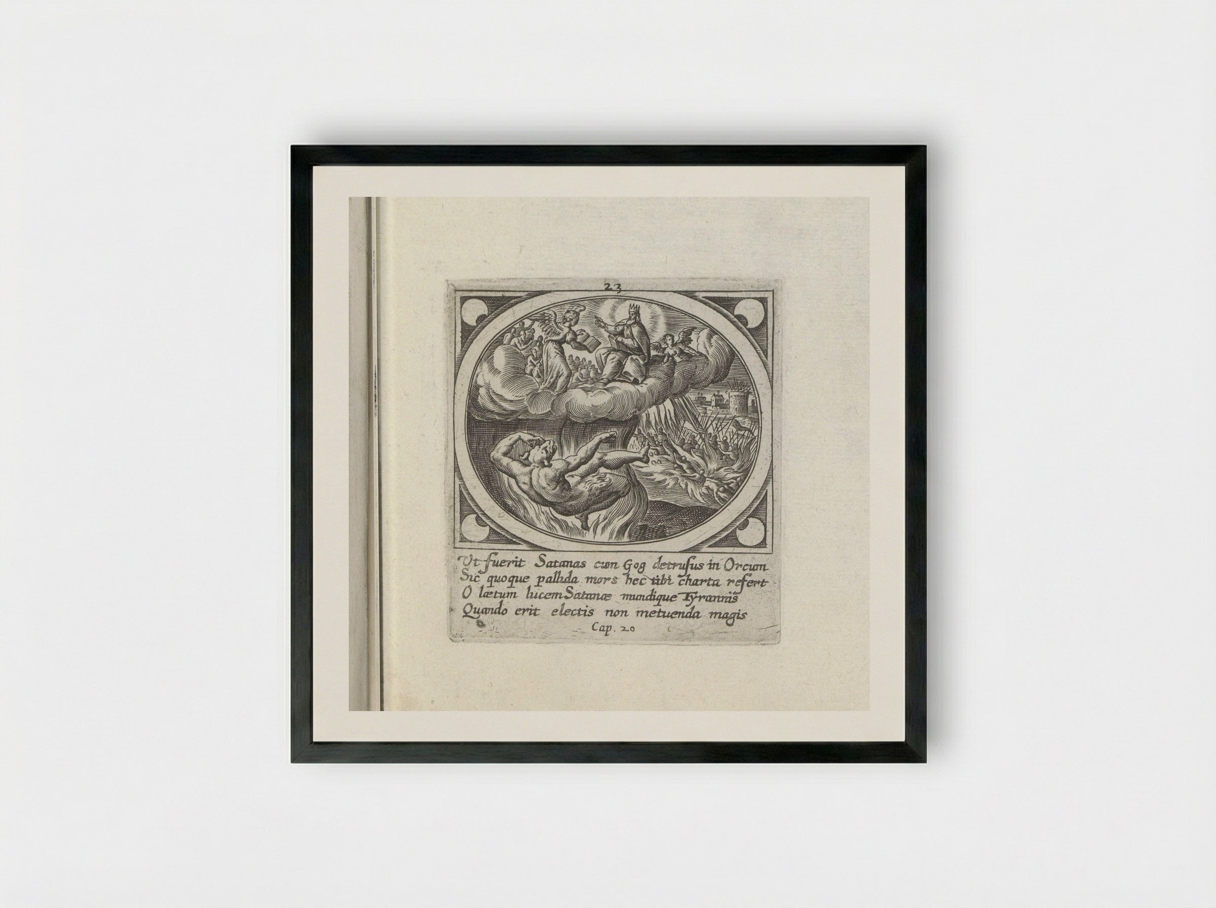 The Last Judgement and the Devil Cast into the Lake of Fire - Gerard de Jode - Framed Print Black