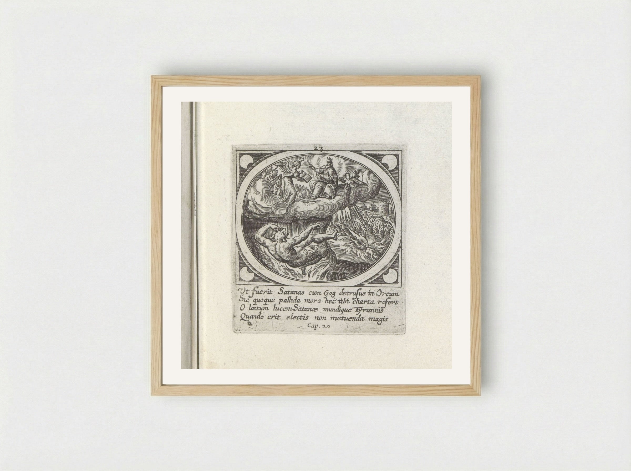 The Last Judgement and the Devil Cast into the Lake of Fire - Gerard de Jode - Framed Print Wood