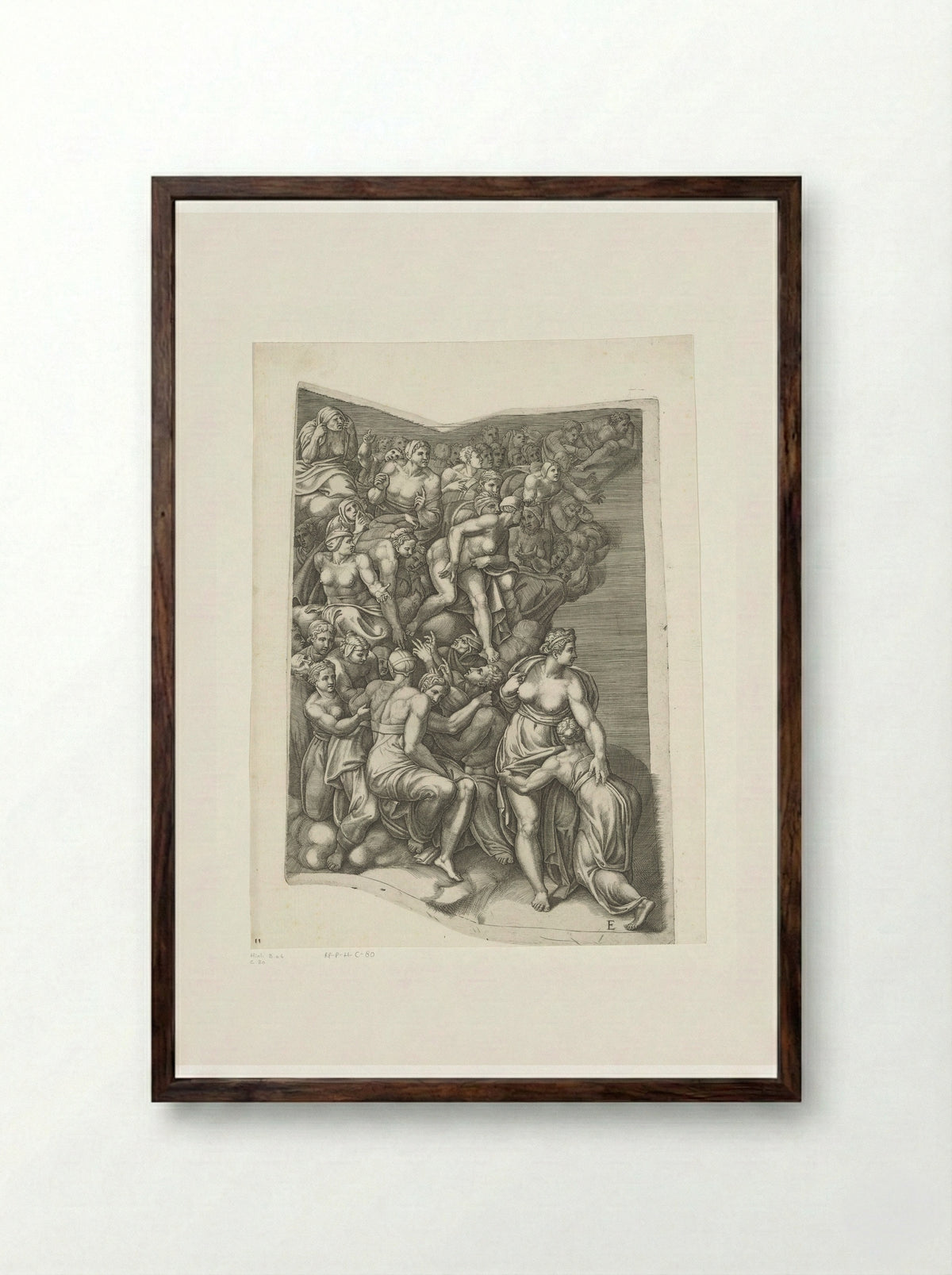 The Last Judgment, Plate E - Giorgio Ghisi - Framed Print Dark Wood