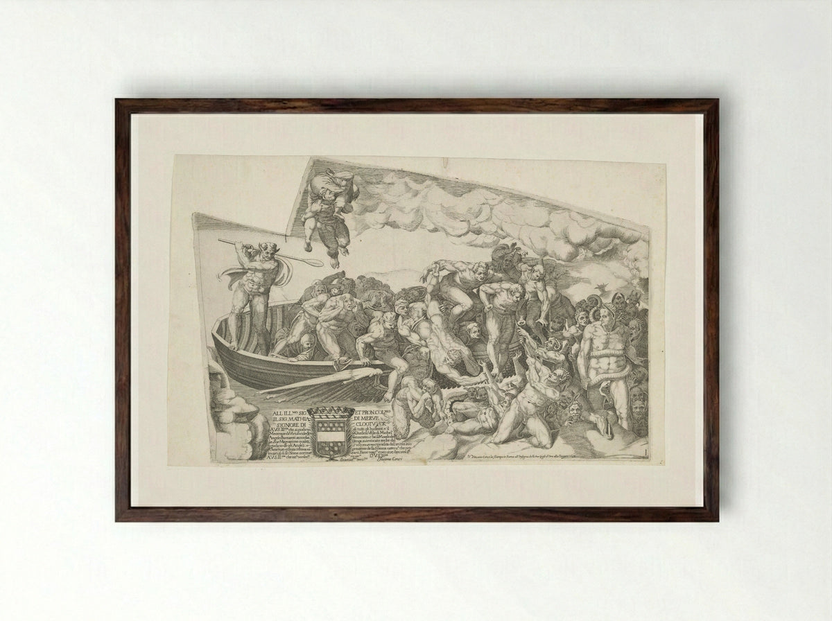 The Last Judgment, Plate I - Giorgio Ghisi - Framed Print Dark Wood