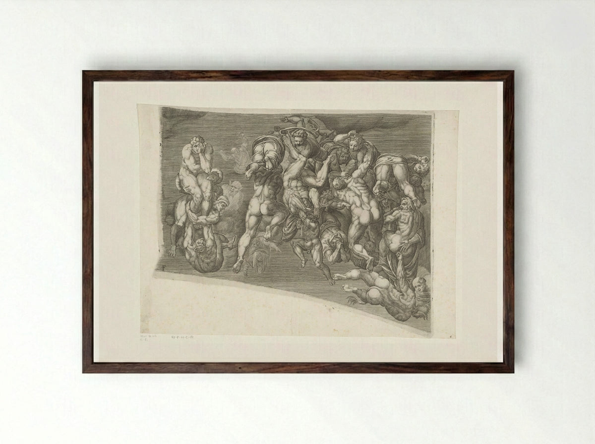 The Last Judgment, Sheet F - Giorgio Ghisi - Framed Print Dark Wood