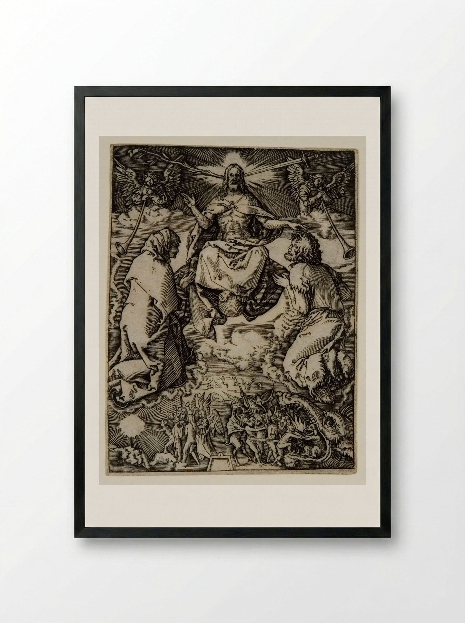 The Last Judgment - Marcantonio Raimondi - Framed Print Black