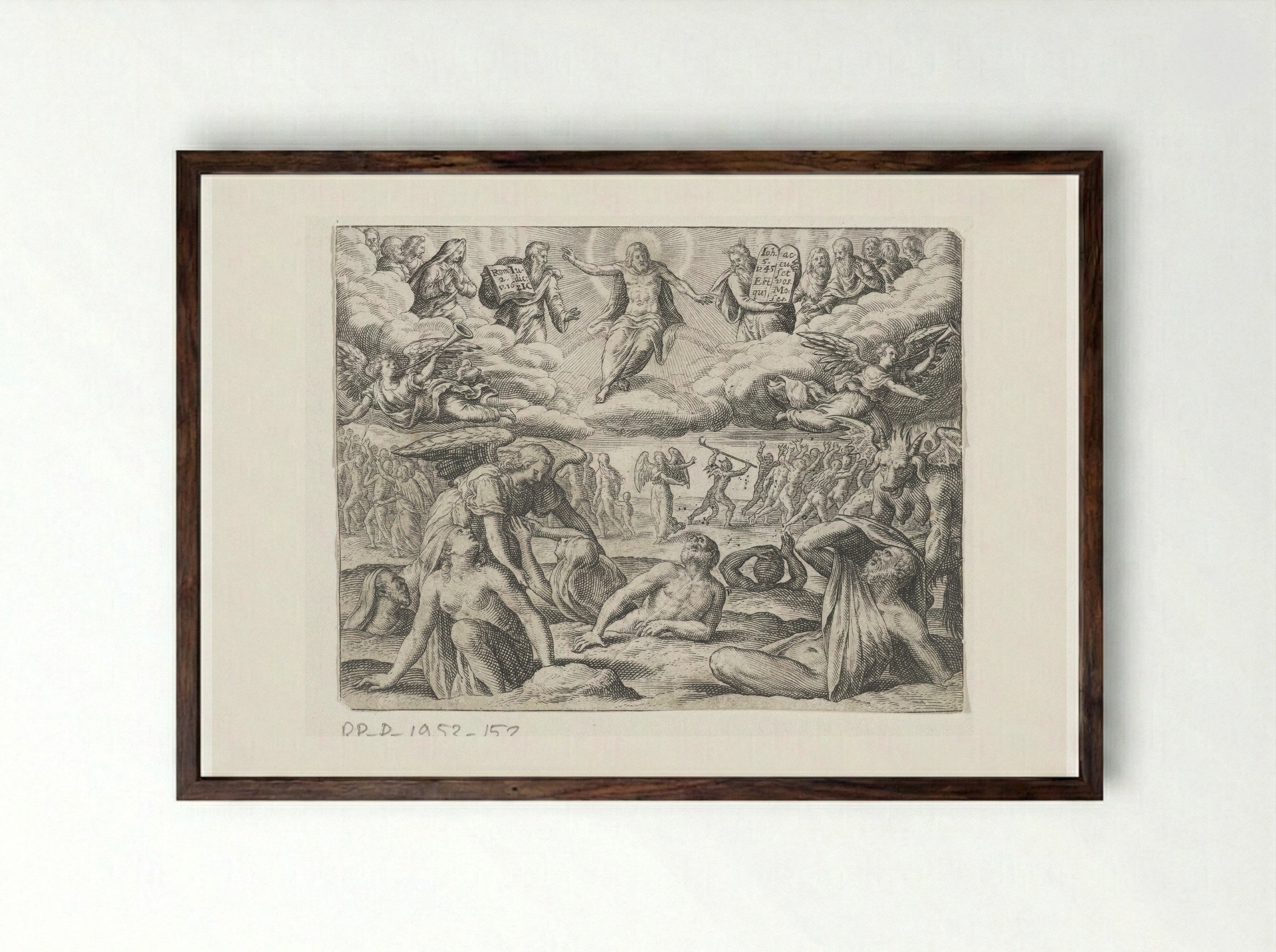 The Last Judgment - Johann Theodor de Bry - Framed Print Dark Wood