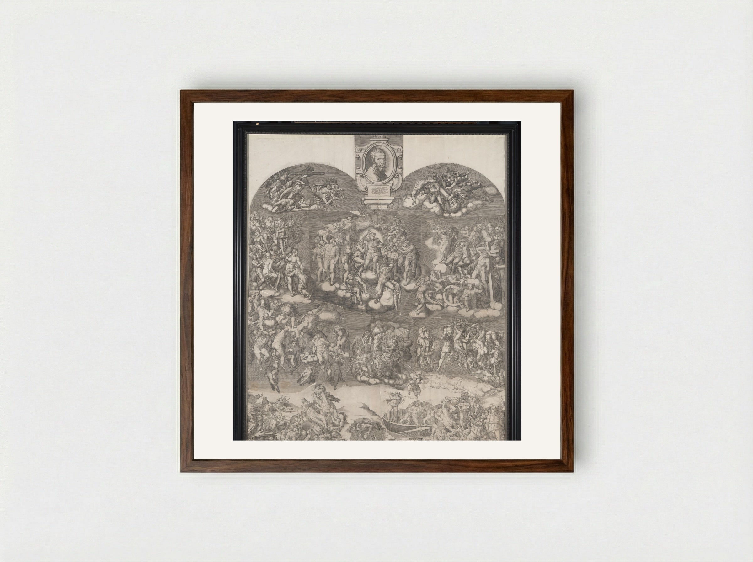 The Last Judgment - Giorgio Ghisi - Framed Print Dark Wood