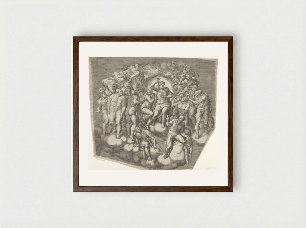 The Last Judgment - Giorgio Ghisi - Framed Print Dark Wood