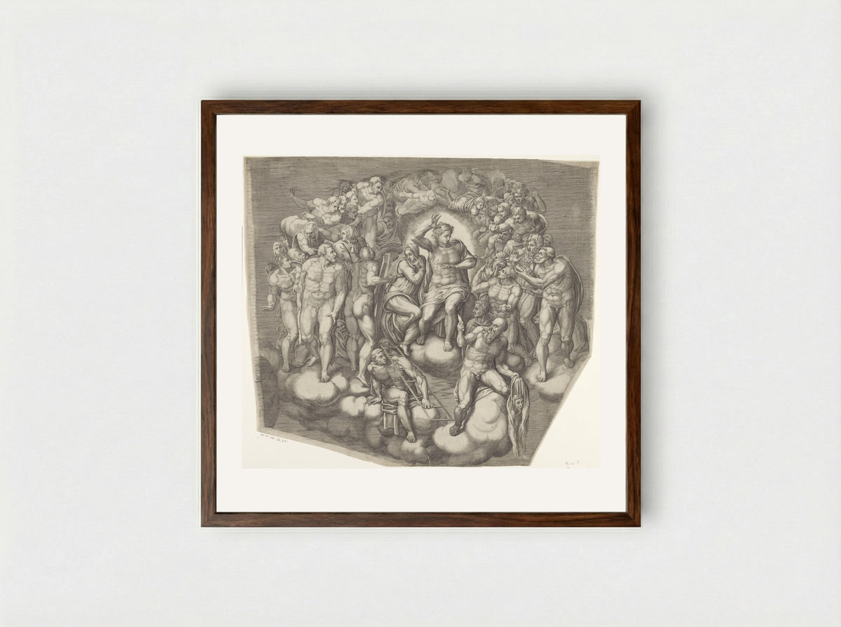 The Last Judgment - Giorgio Ghisi - Framed Print Dark Wood