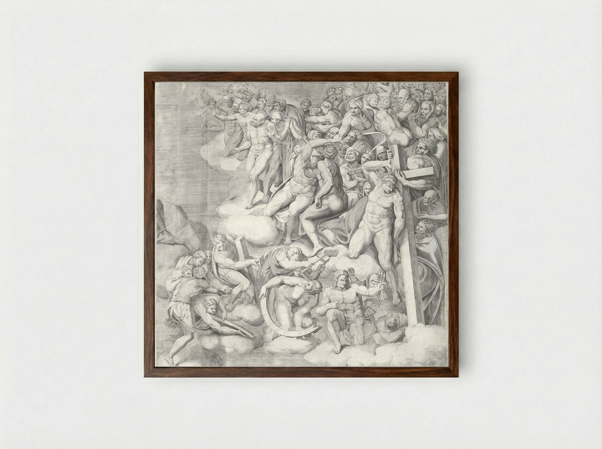 The Last Judgment - Nicolò della Casa - Framed Print Dark Wood