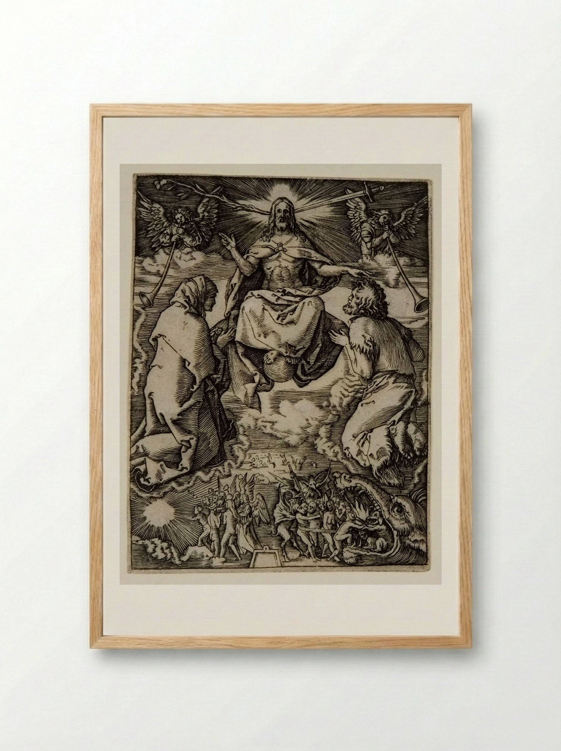 The Last Judgment - Marcantonio Raimondi - Framed Print Wood