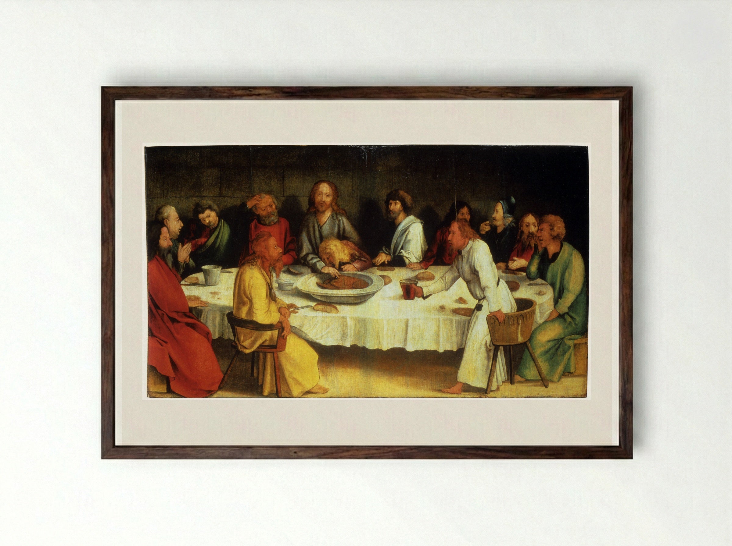 The Last Supper (Coburg Panel) - Matthias Grünewald - Framed Print Dark Wood