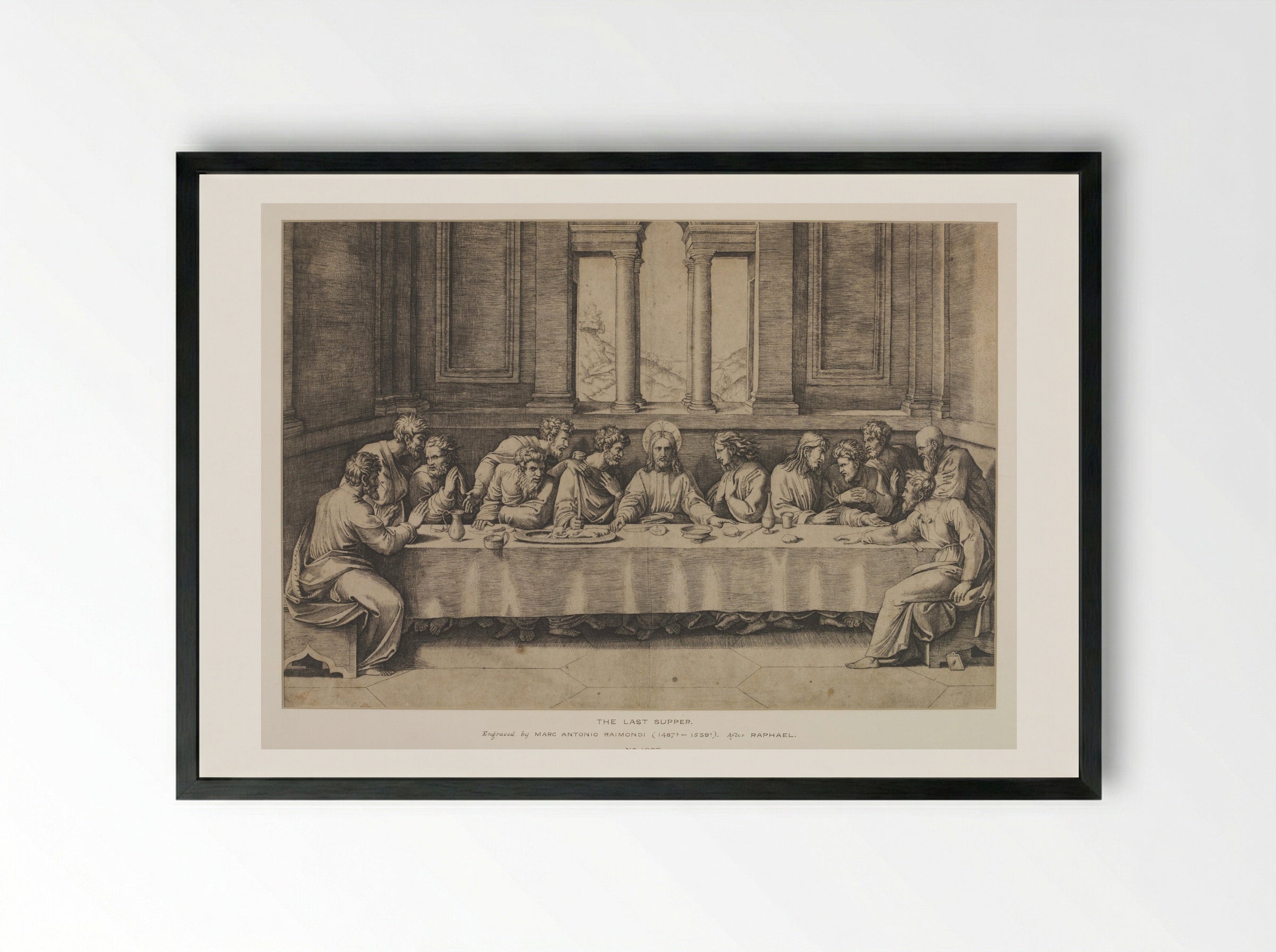 The Last Supper - Marcantonio Raimondi - Framed Print Black