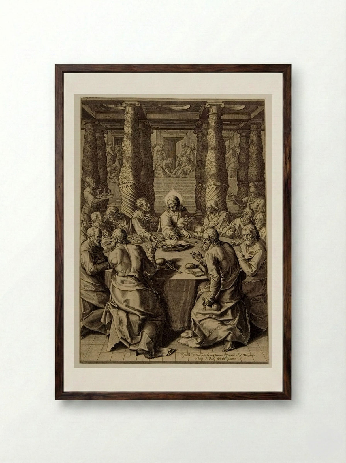 The Last Supper - Cornelis Cort - Framed Print Dark Wood