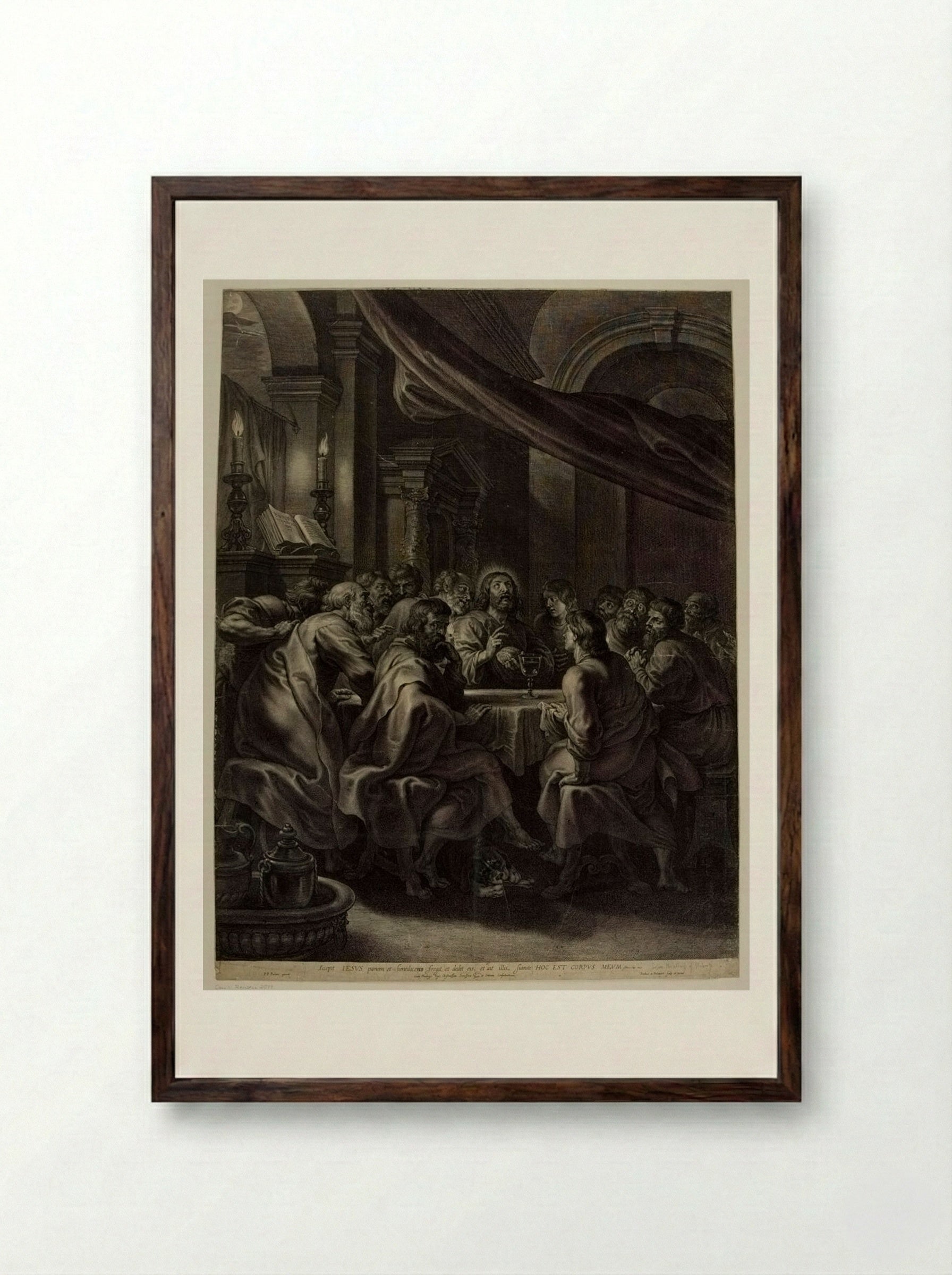 The Last Supper - Boetius Adamsz. Bolswert - Framed Print Dark Wood