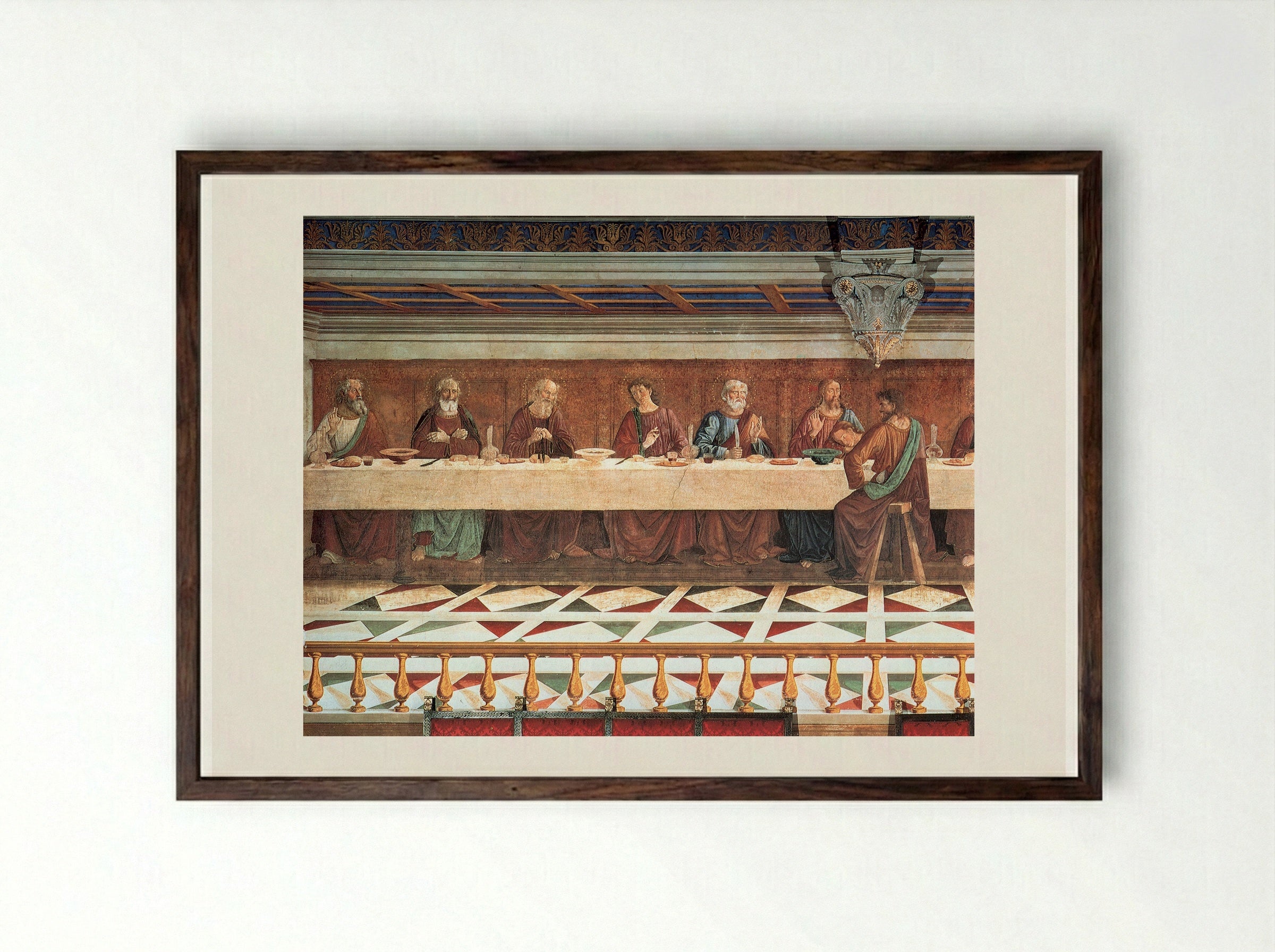 The Last Supper - Domenico Ghirlandaio - Framed Print Dark Wood