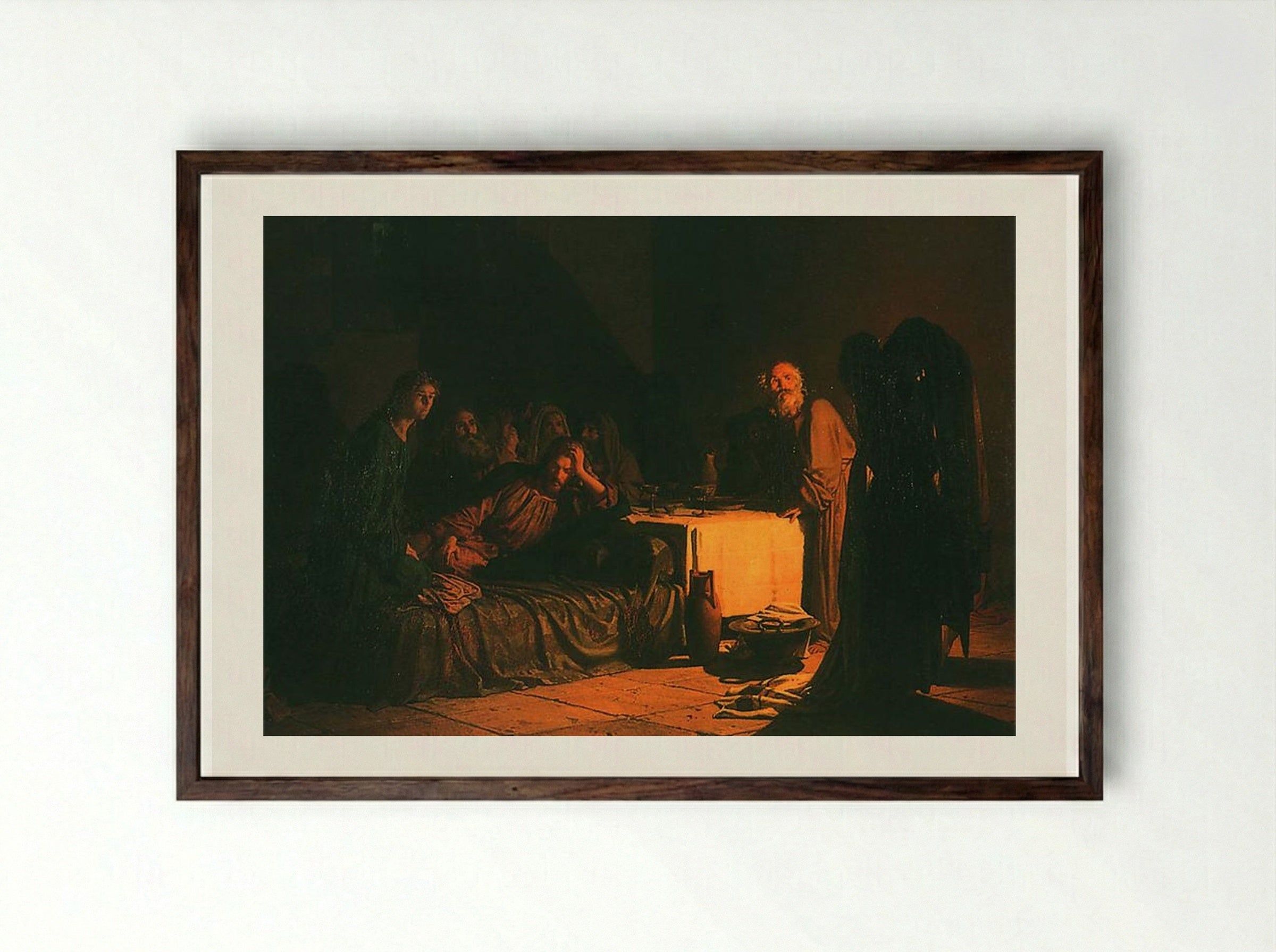 The Last Supper - Nikolai Ge - Framed Print Dark Wood