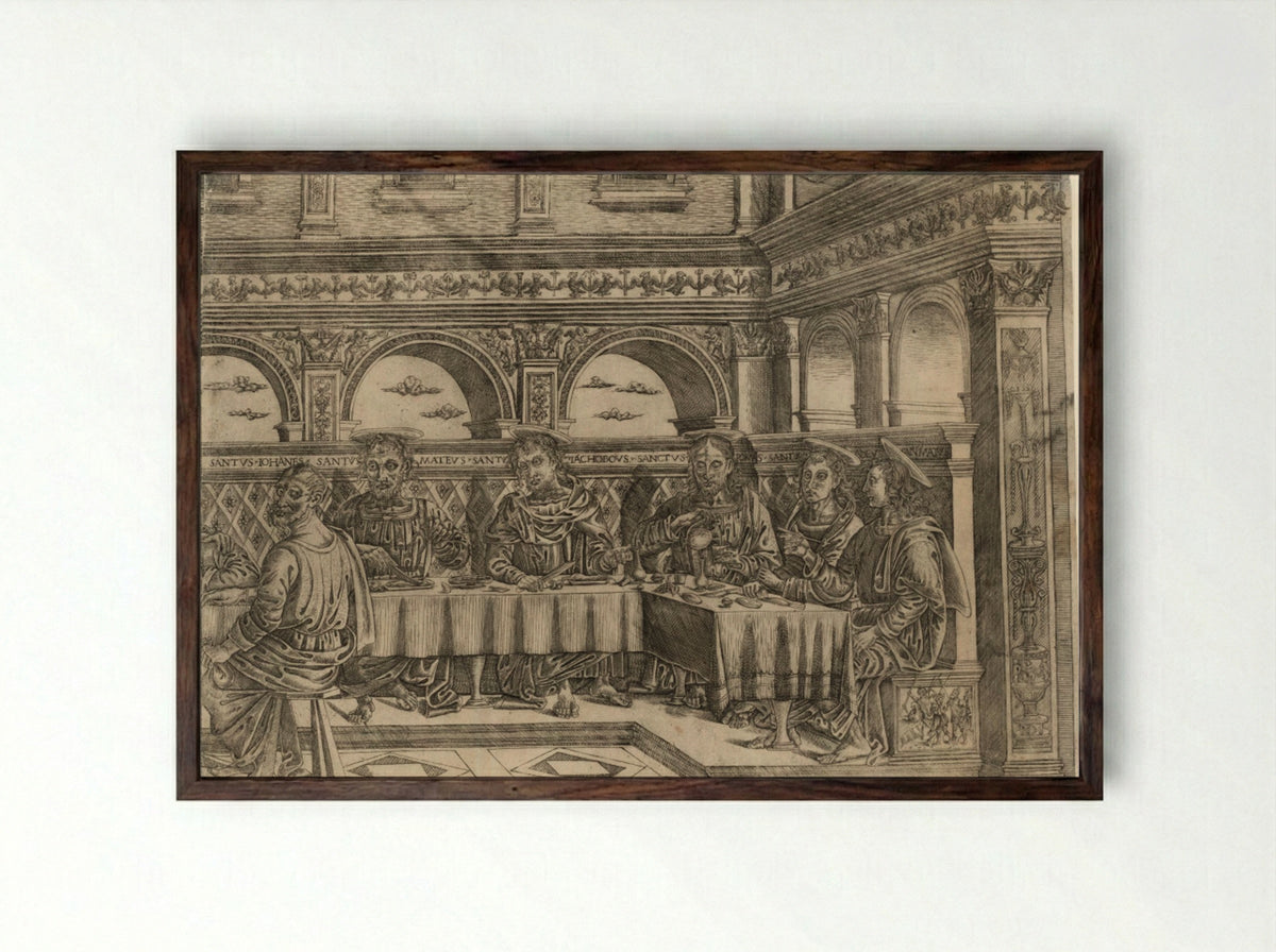 The Last Supper - Lucantonio degli Uberti - Framed Print Dark Wood