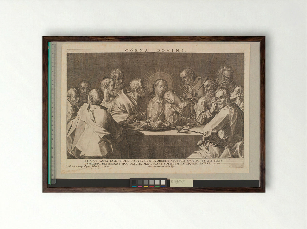 The Last Supper - Johannes Sadeler I - Framed Print Dark Wood