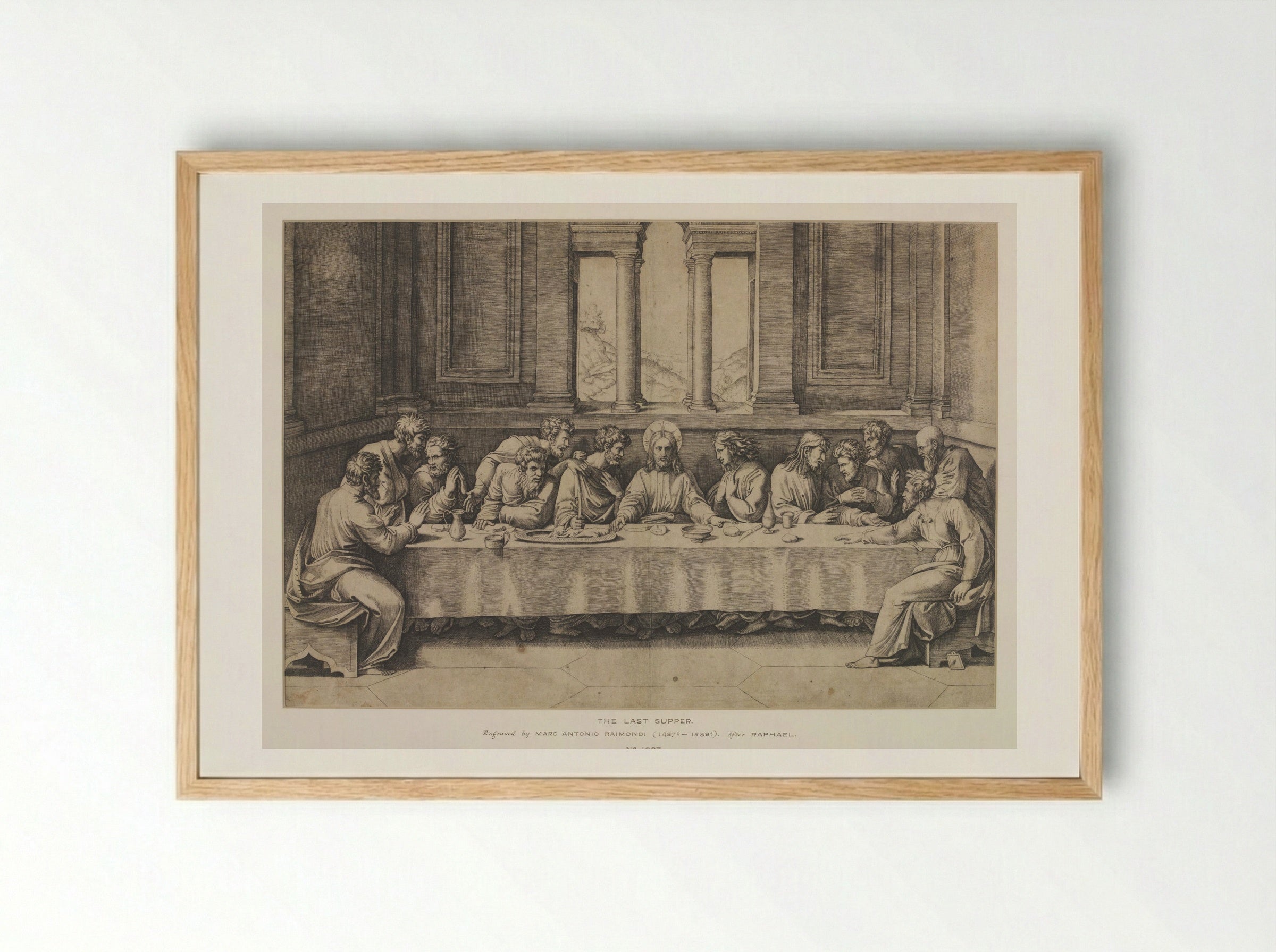 The Last Supper - Marcantonio Raimondi - Framed Print Wood