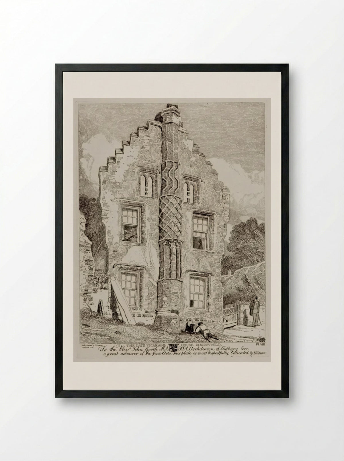 The Late Vicarage House, Methwold - John Sell Cotman - Framed Print Black