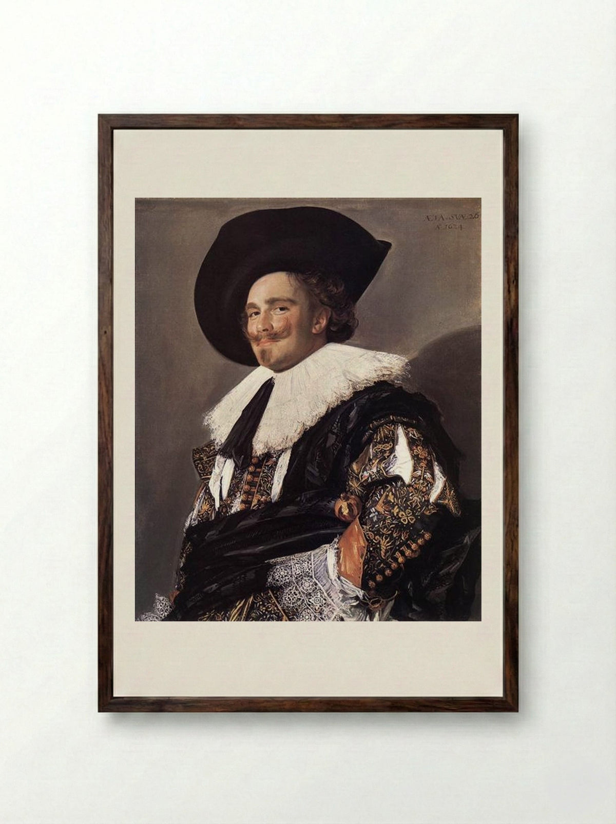 The Laughing Cavalier - Frans Hals - Framed Print Dark Wood