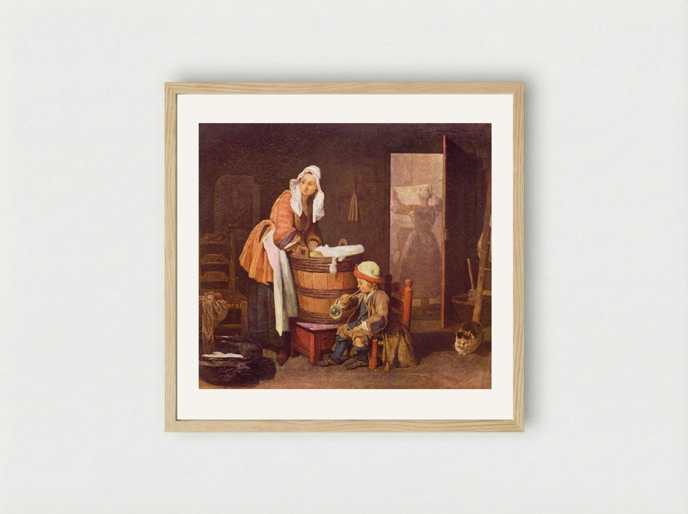 The Laundress - Jean-Baptiste-Simeon Chardin - Framed Print Wood
