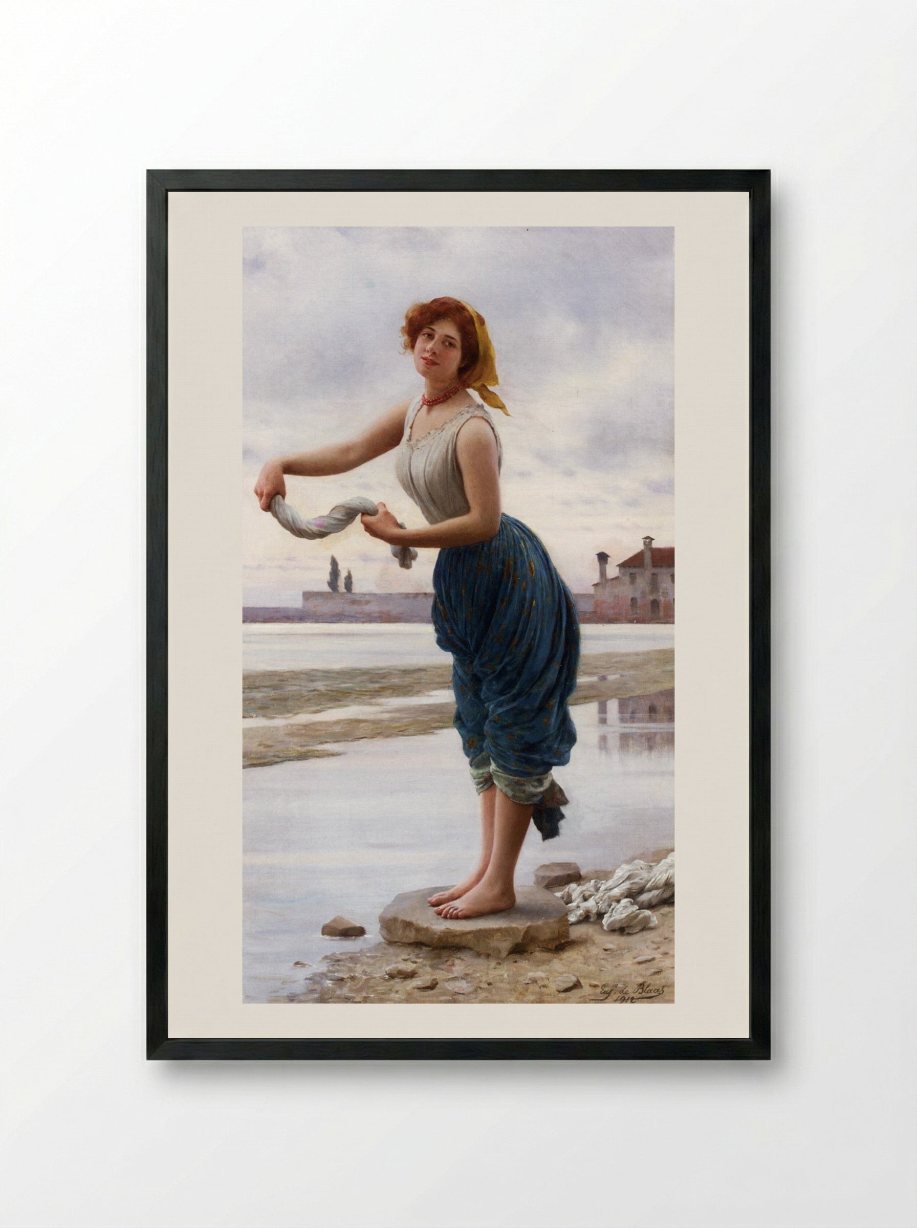 The Lavender - Eugene de Blaas - Framed Print Black