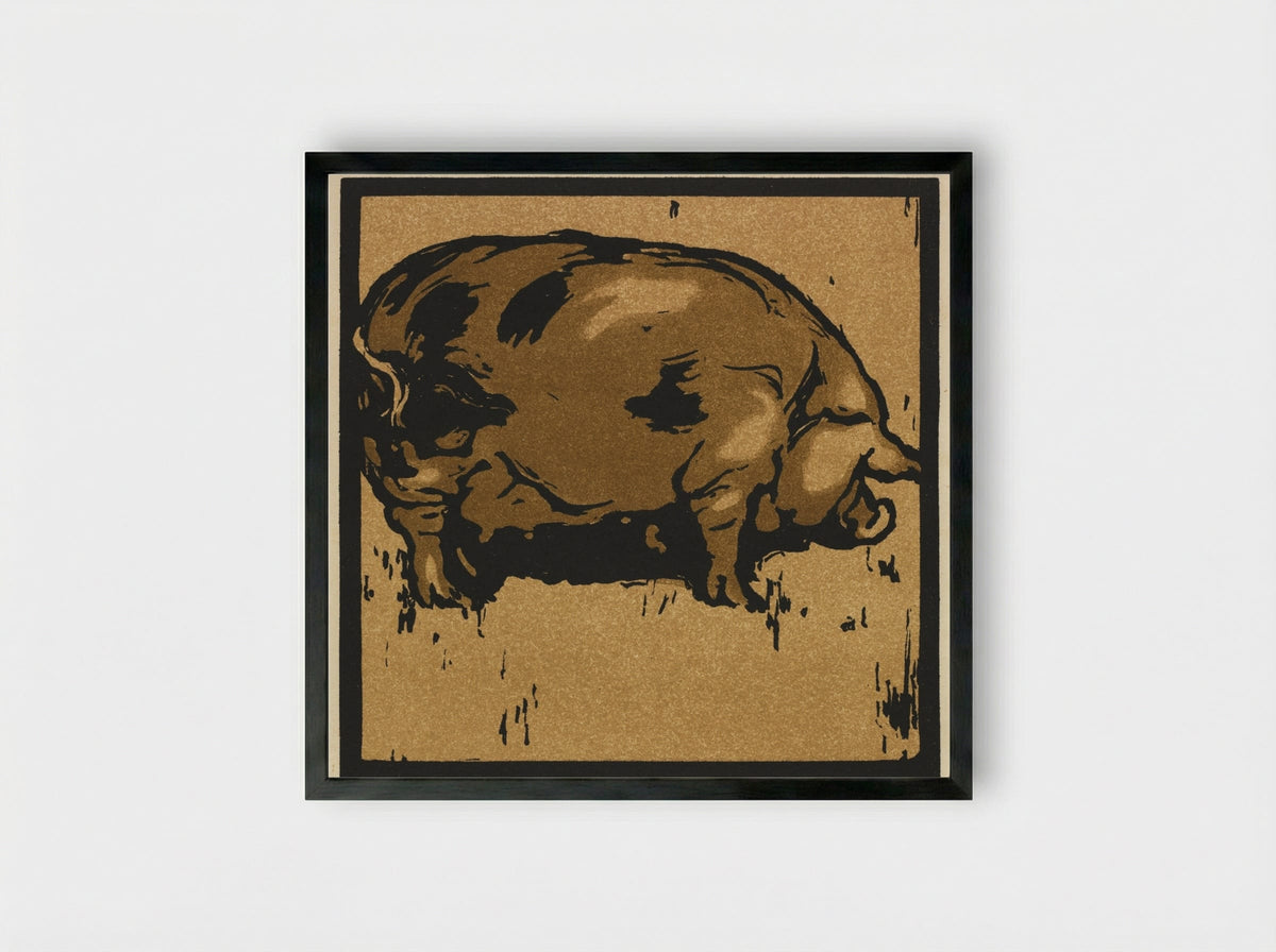 The Learned Pig - William Nicholson - Framed Print Black