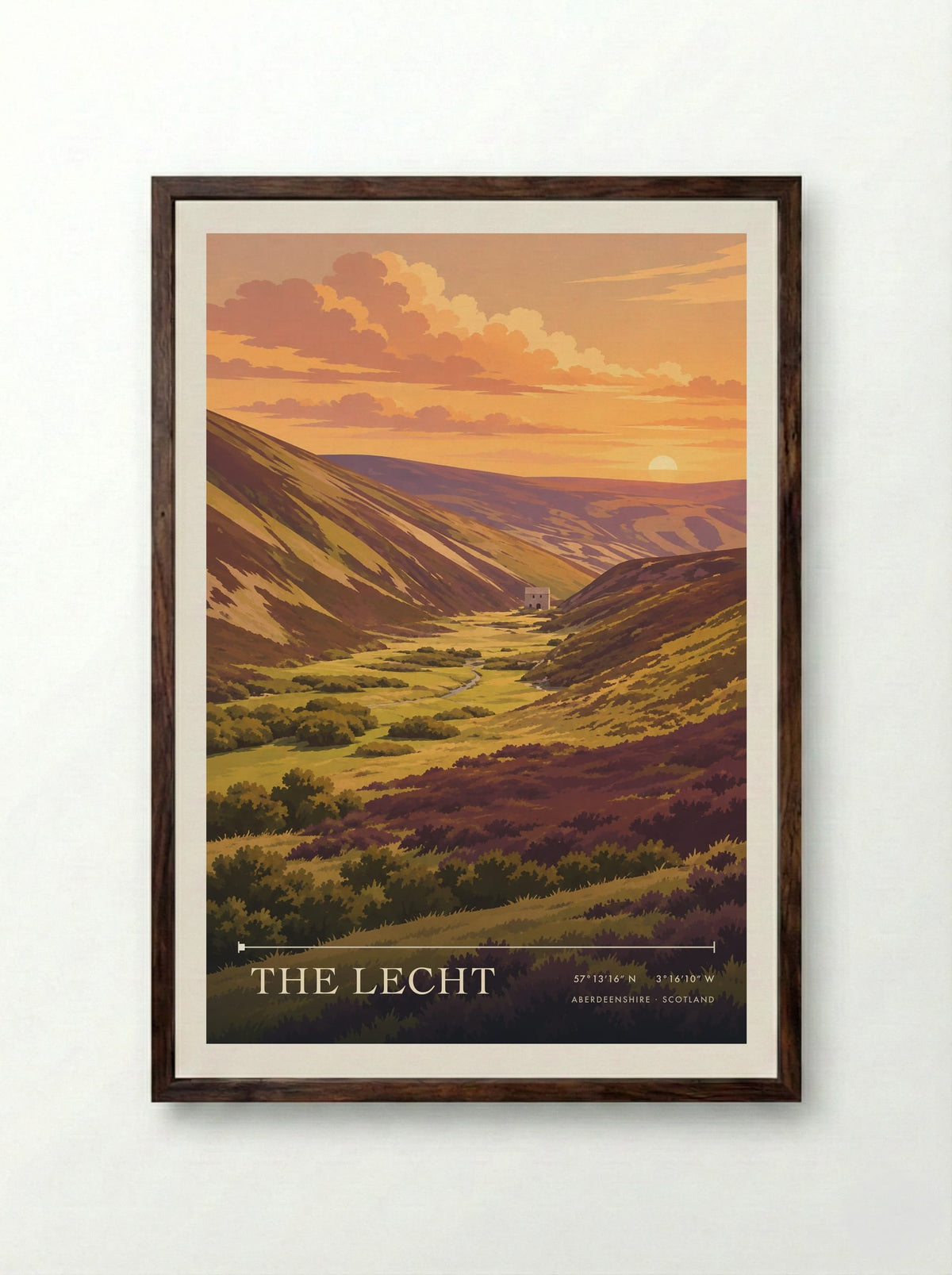 The Lecht, Aberdeenshire | Travel Poster - Framed Print Dark Wood