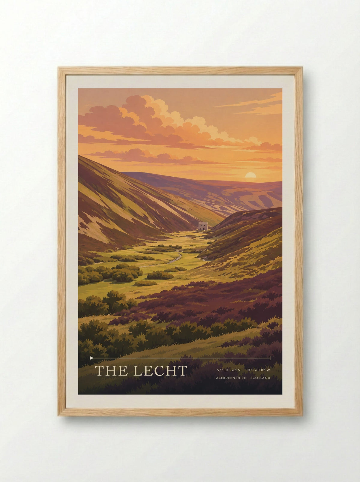 The Lecht, Aberdeenshire | Travel Poster - Framed Print Wood