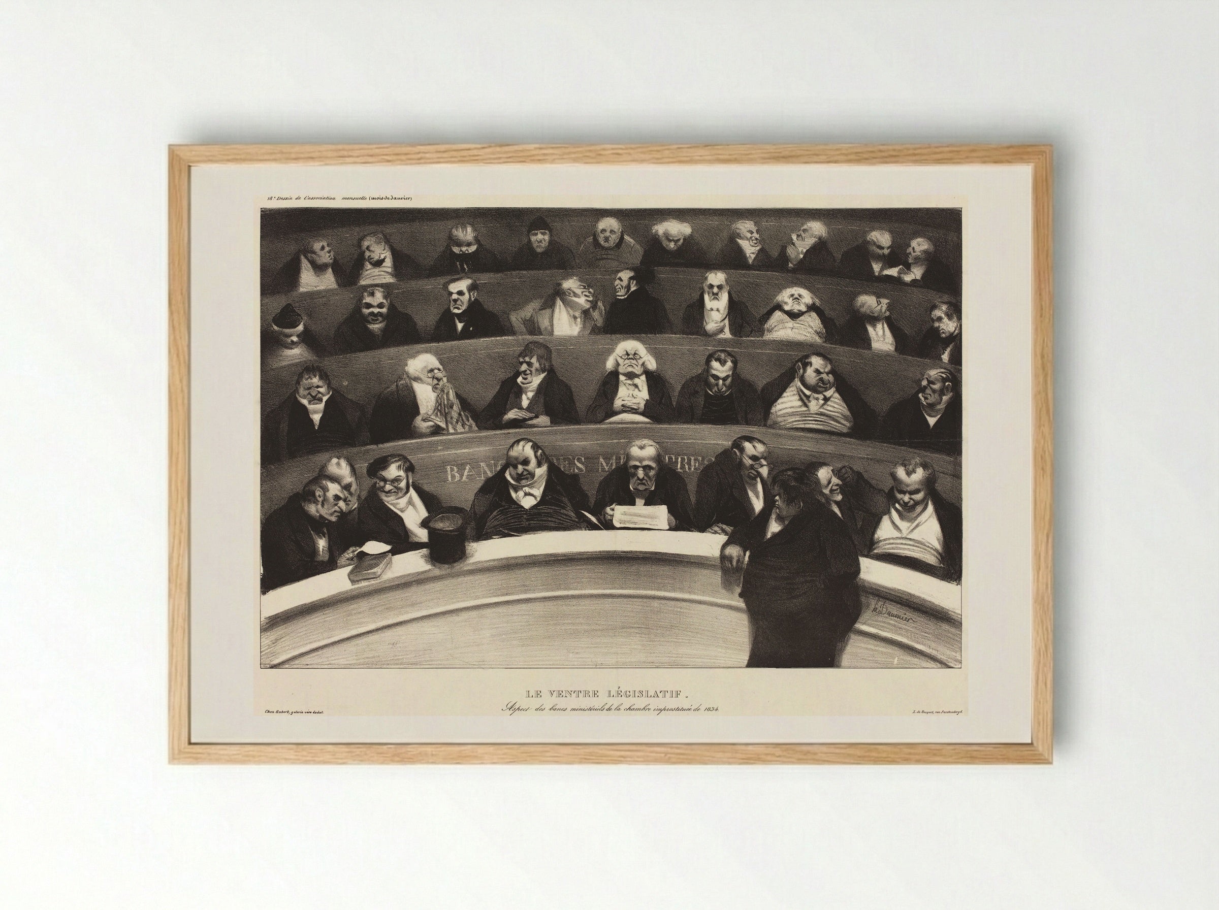 The Legislative Belly - Honoré-Victorin Daumier - Framed Print Wood