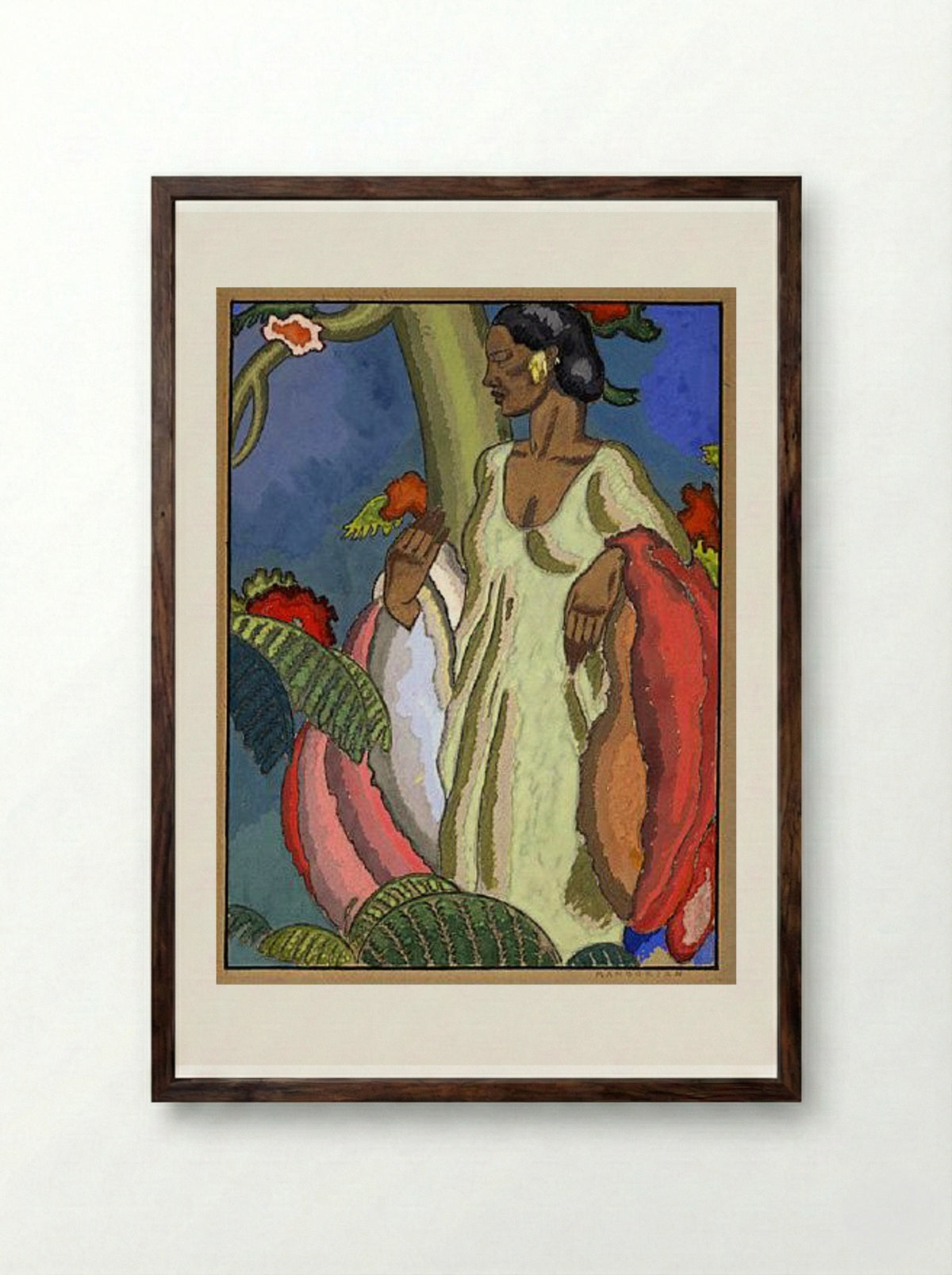 The Lei Seller - Arman Manookian - Framed Print Dark Wood