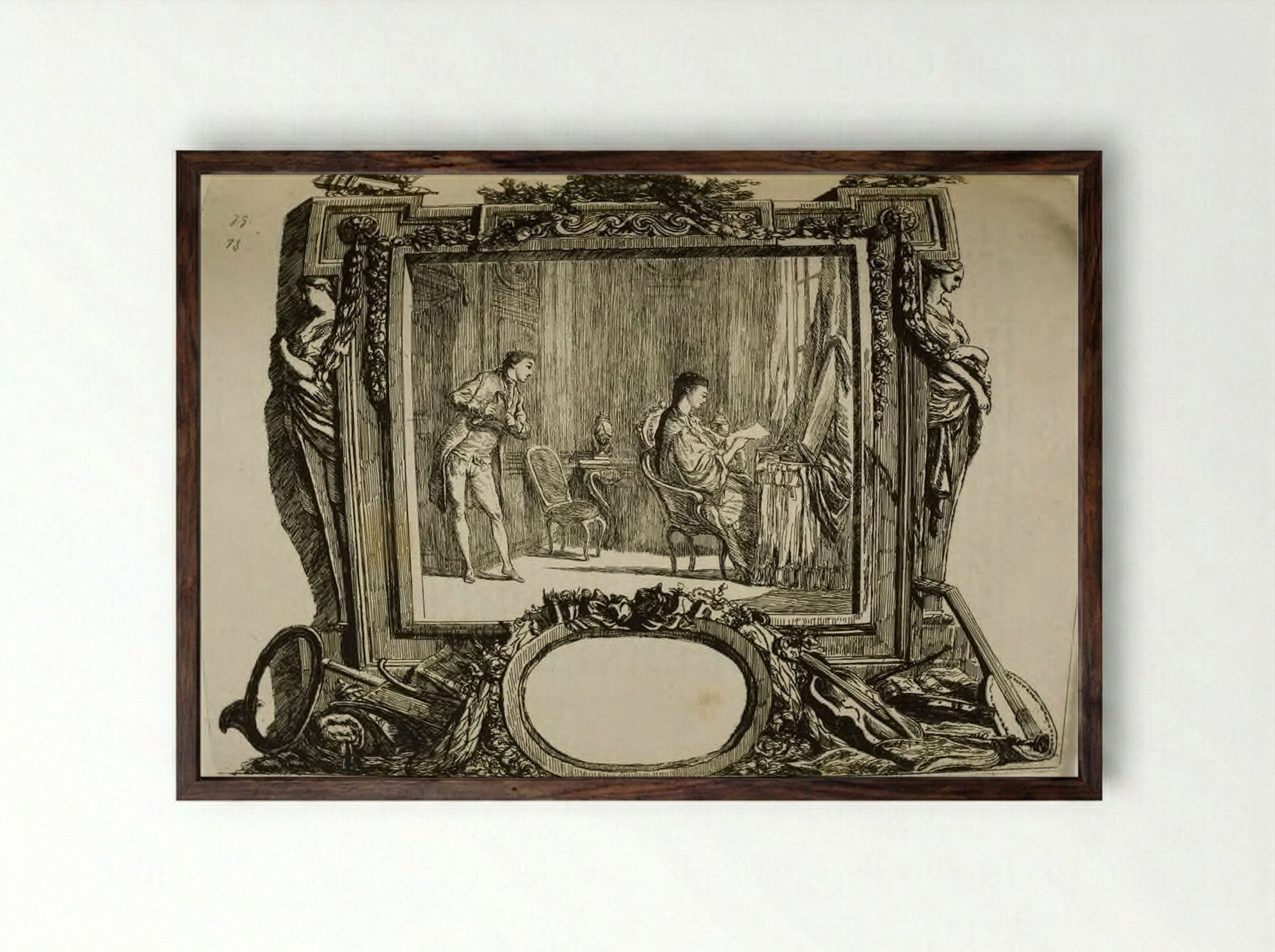 The Letter - Jules de Goncourt - Framed Print Dark Wood
