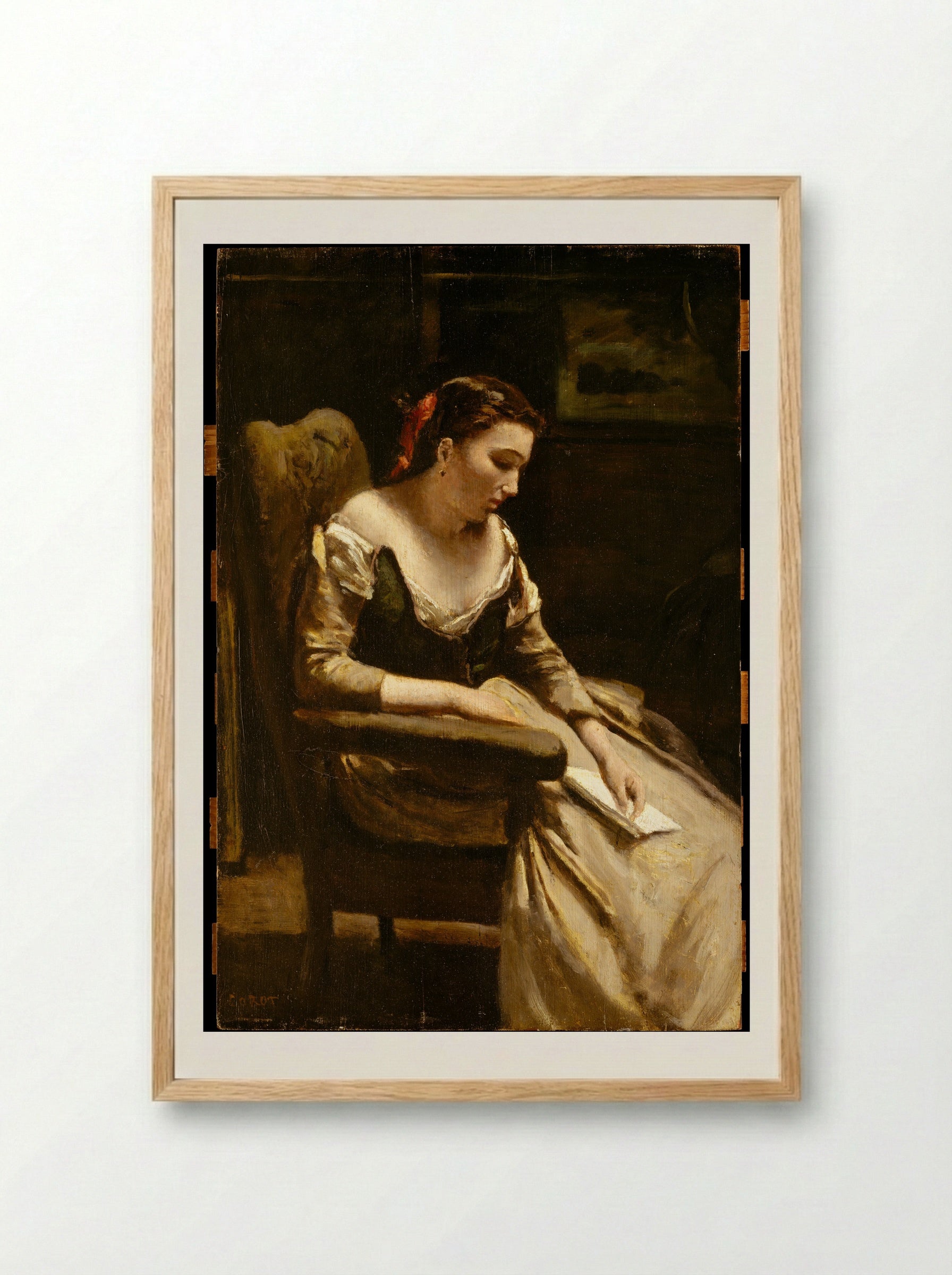 The Letter - Camille Corot - Framed Print Wood