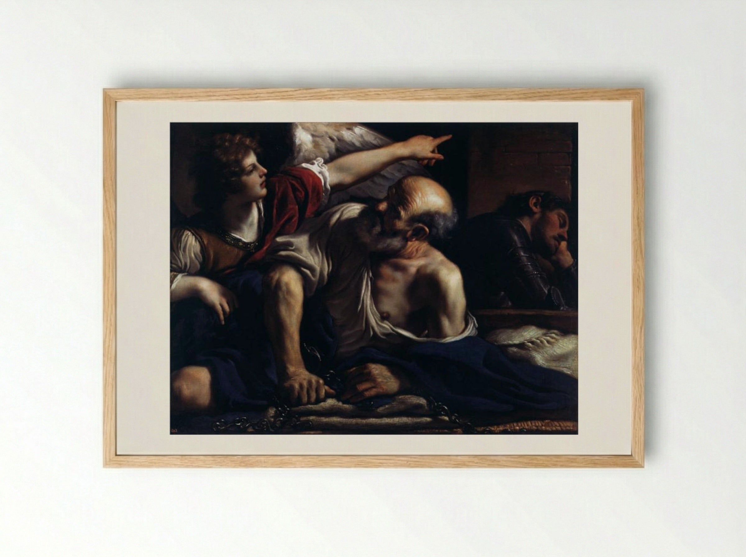 The Liberation of St Peter - Guercino - Framed Print Wood