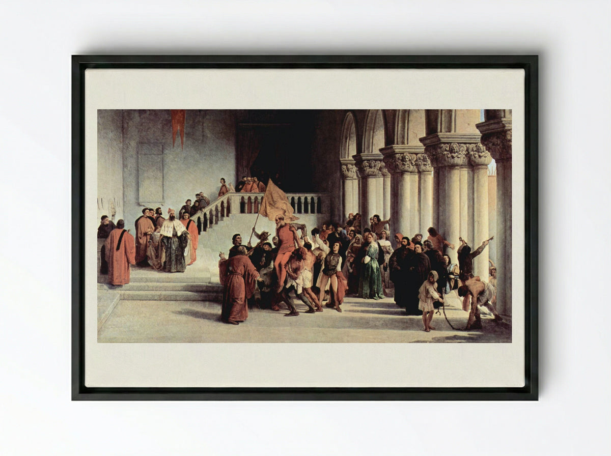 The Liberation of Vettor Pisani - Francesco Hayez - Framed Canvas Black