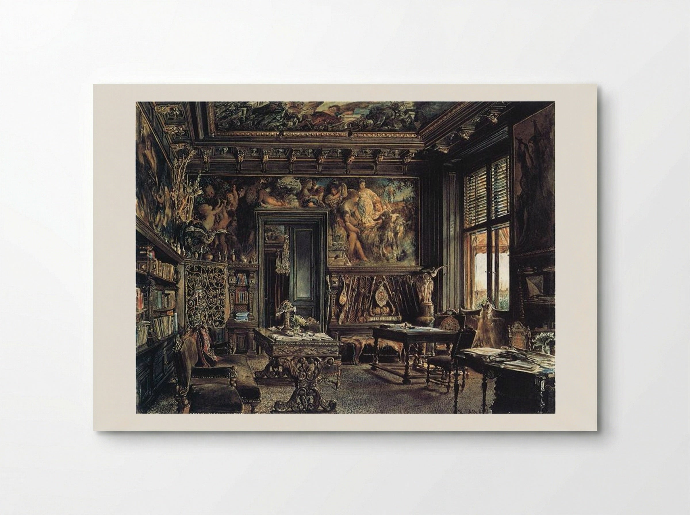 The Library in the Palais Dumba - Rudolf von Alt - Poster