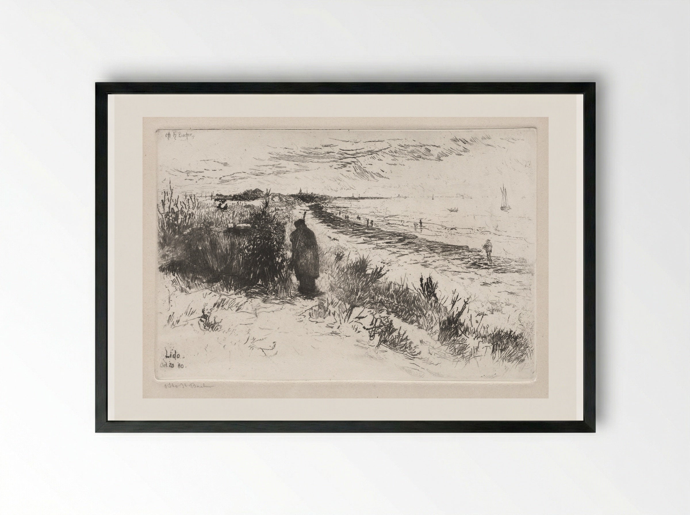 The Lido - Otto H. Bacher - Framed Print Black