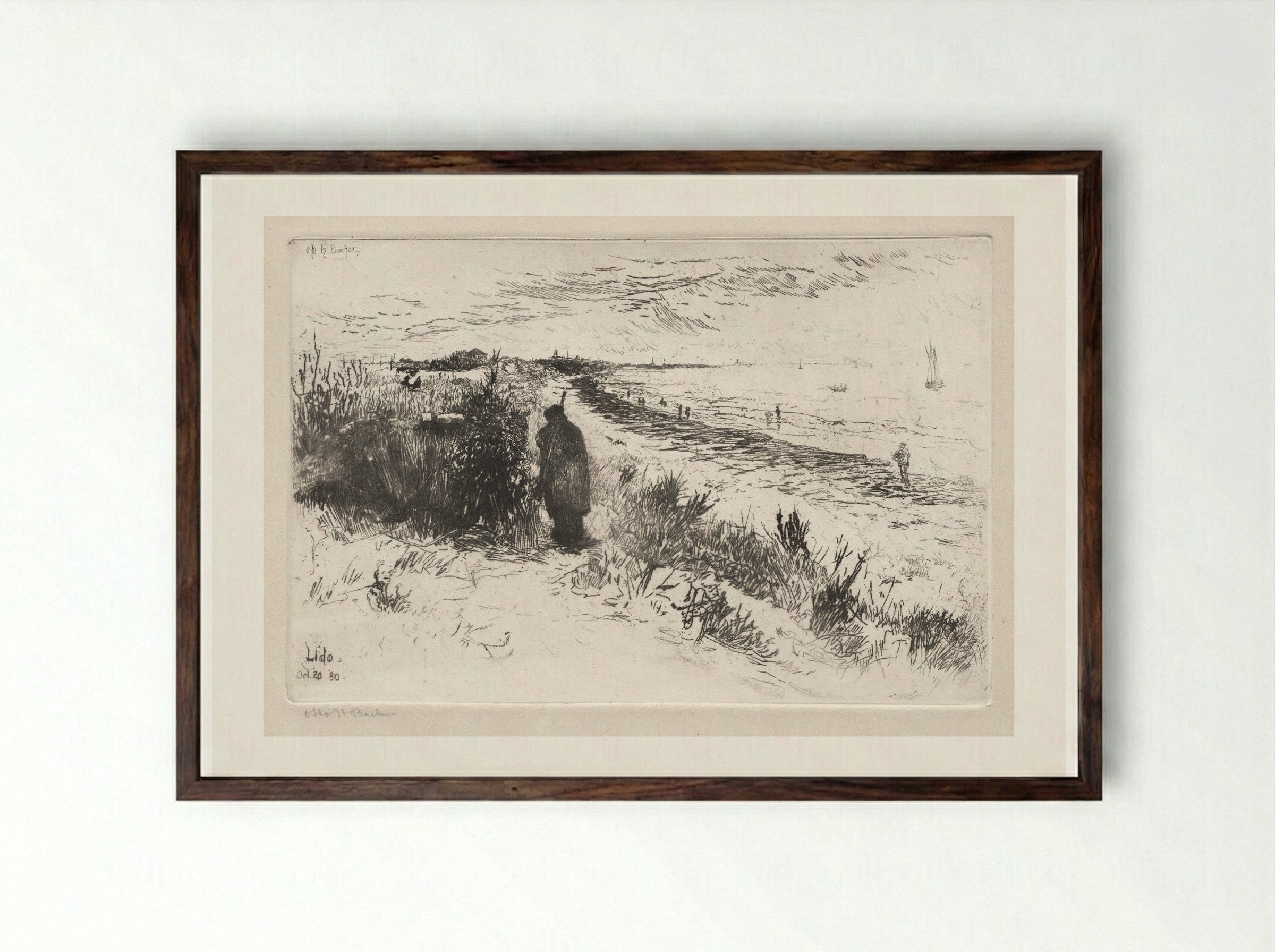 The Lido - Otto H. Bacher - Framed Print Dark Wood