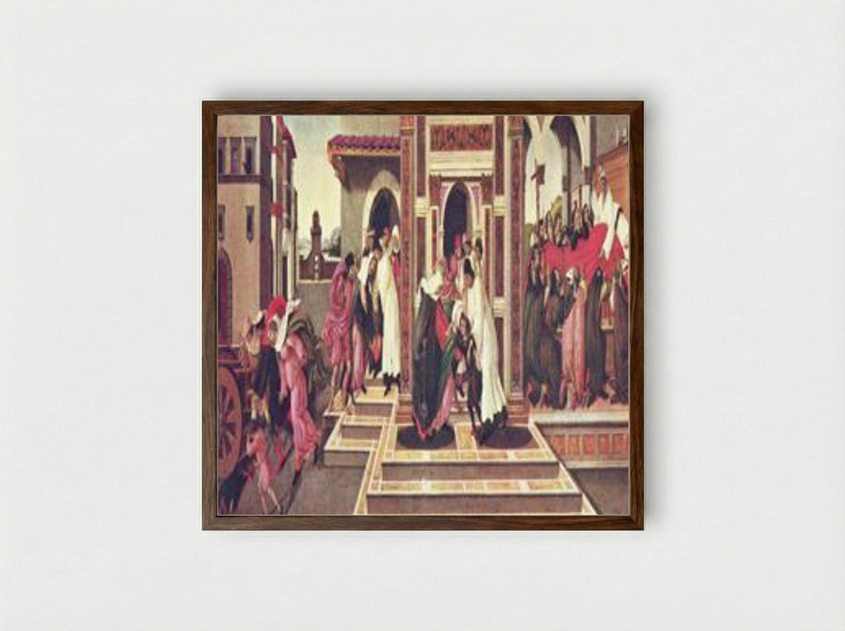 The Life of Saint Zenobius - Sandro Botticelli - Framed Print Dark Wood